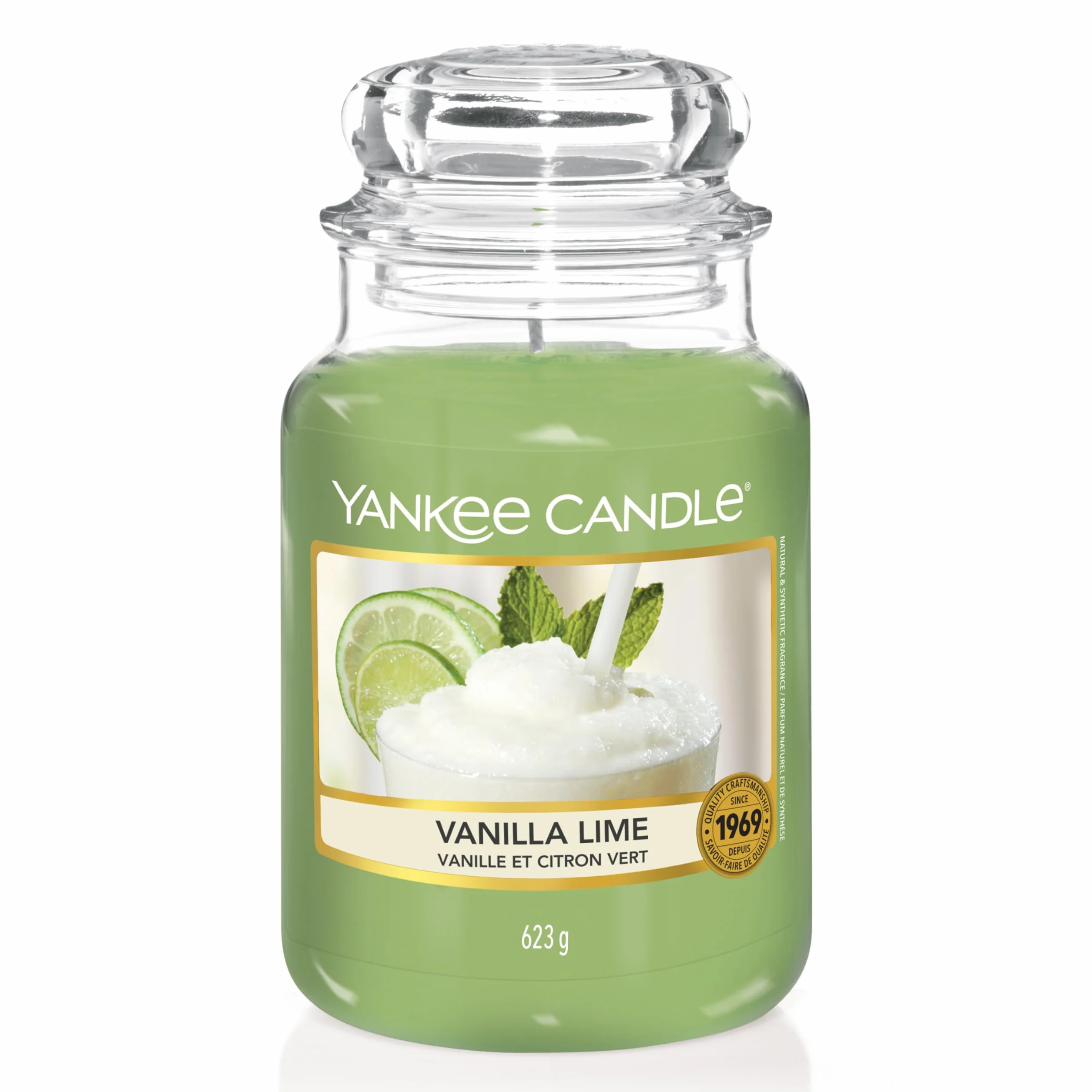 Yankee Candle bougie jarre parfumée grande taille Vanille et citron vert 150 heures combustion