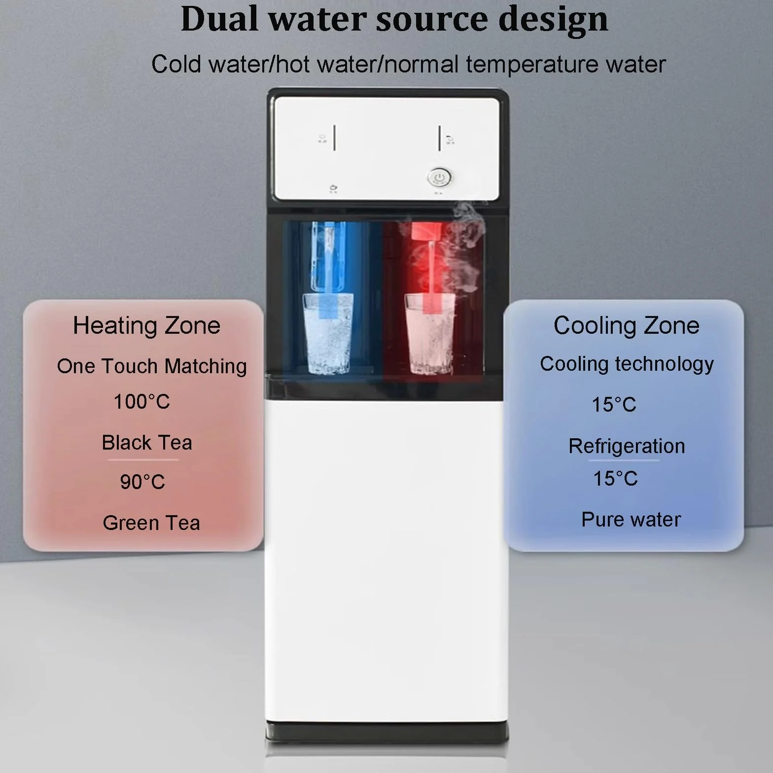 Fontaine à Eau Debout Autonome, Distributeur d'Eau sur Pied Double Fonction Glace et Eau Chaude