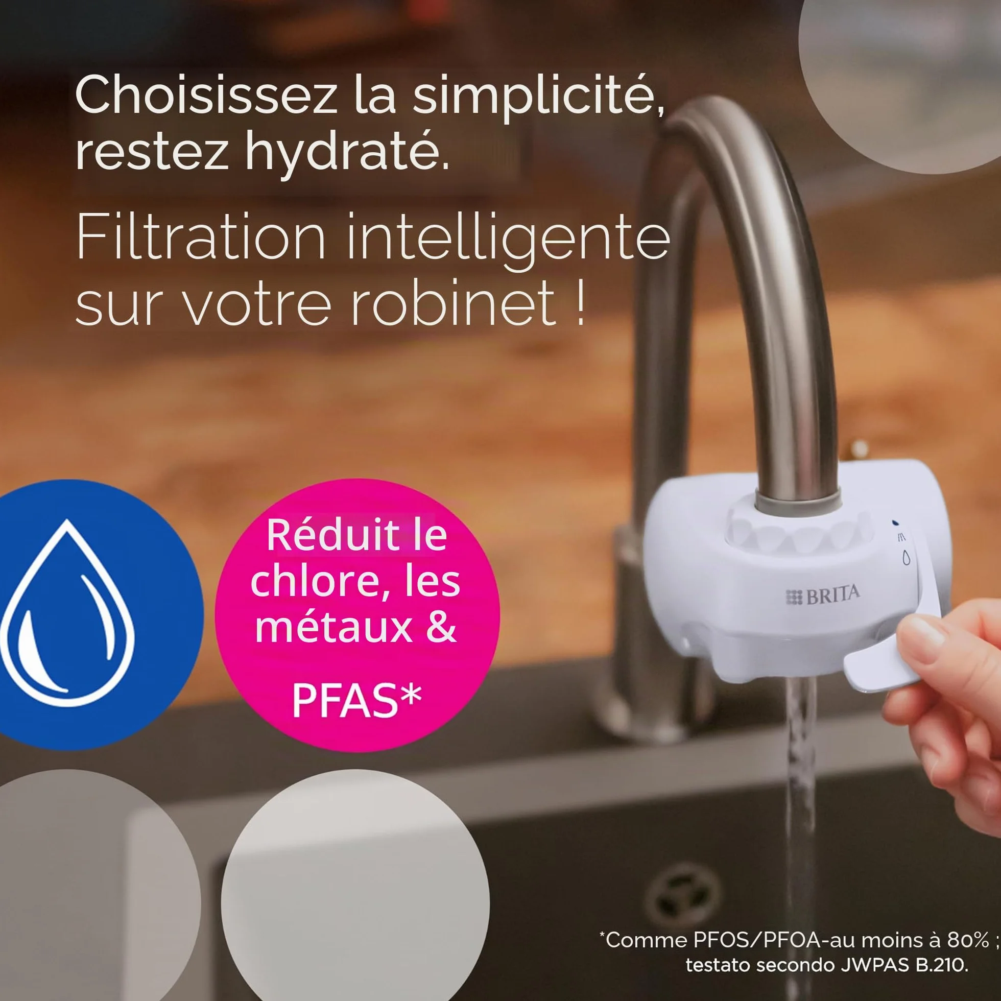 BRITA ON TAP V Système de filtre à eau avec cartouche réduit microparticules PFAS métaux substances goût