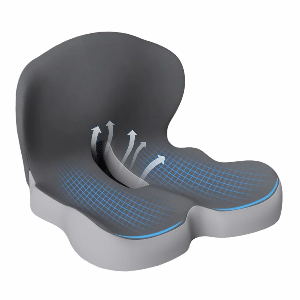 Coussin ergonomique en mousse mémoire pour siège, soutien sciatique et coccyx