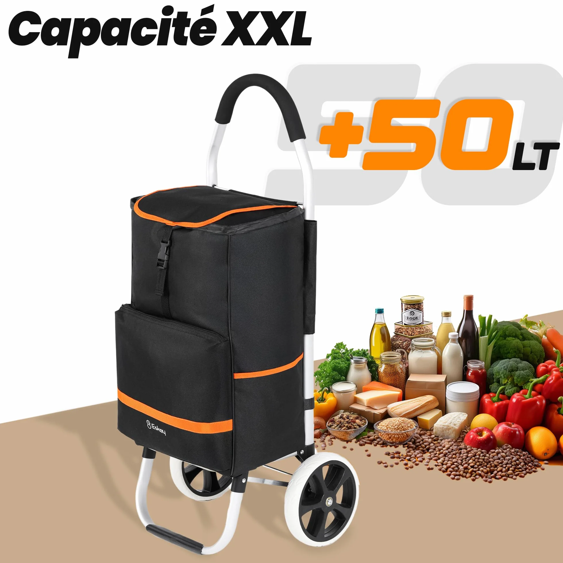 Eskey Chariot de Courses Pliable Isotherme Étanche