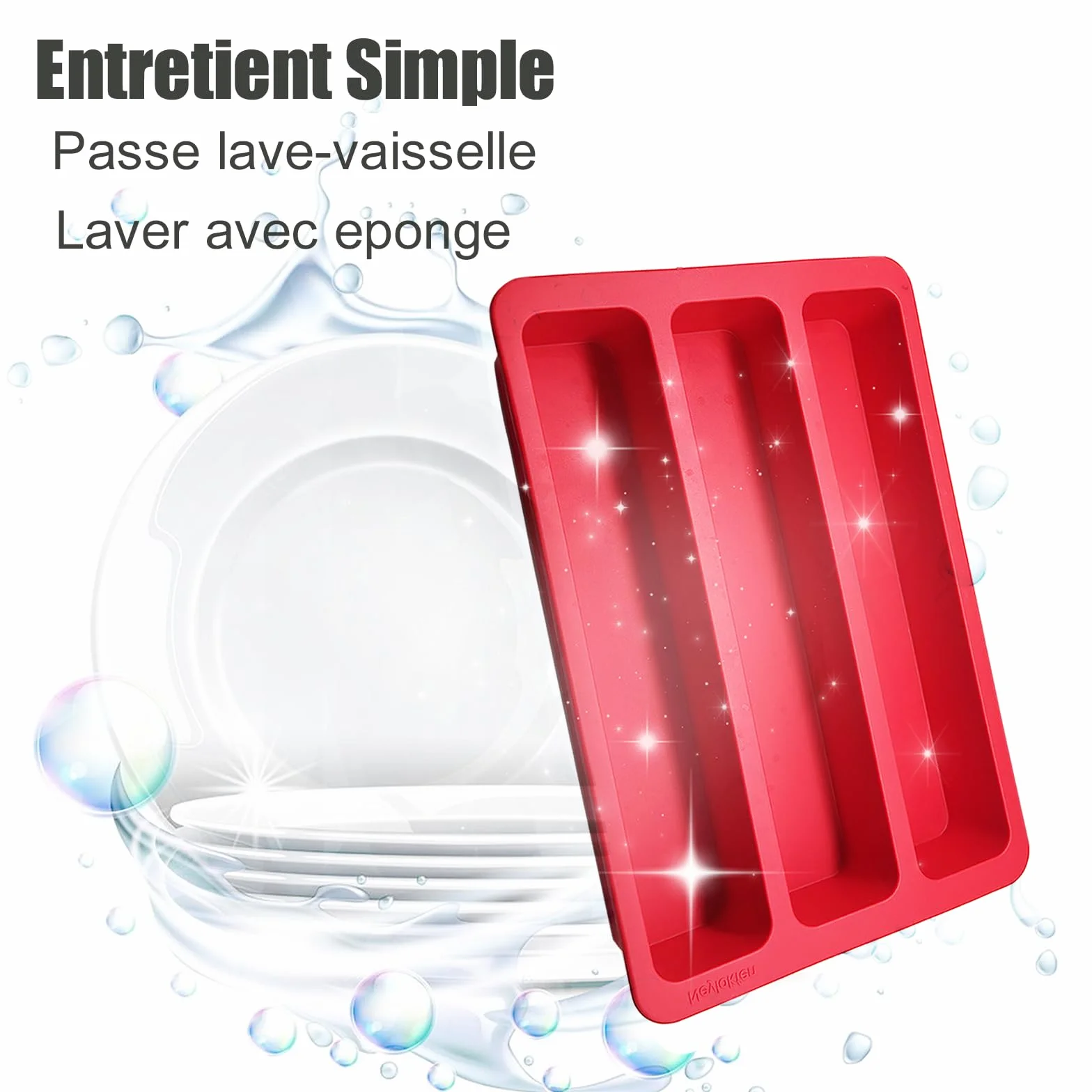 Moule Silicone Gâteau Rectangulaire 29x19cm Long Cake Apero Mini Cake 3 Cavités Rouge