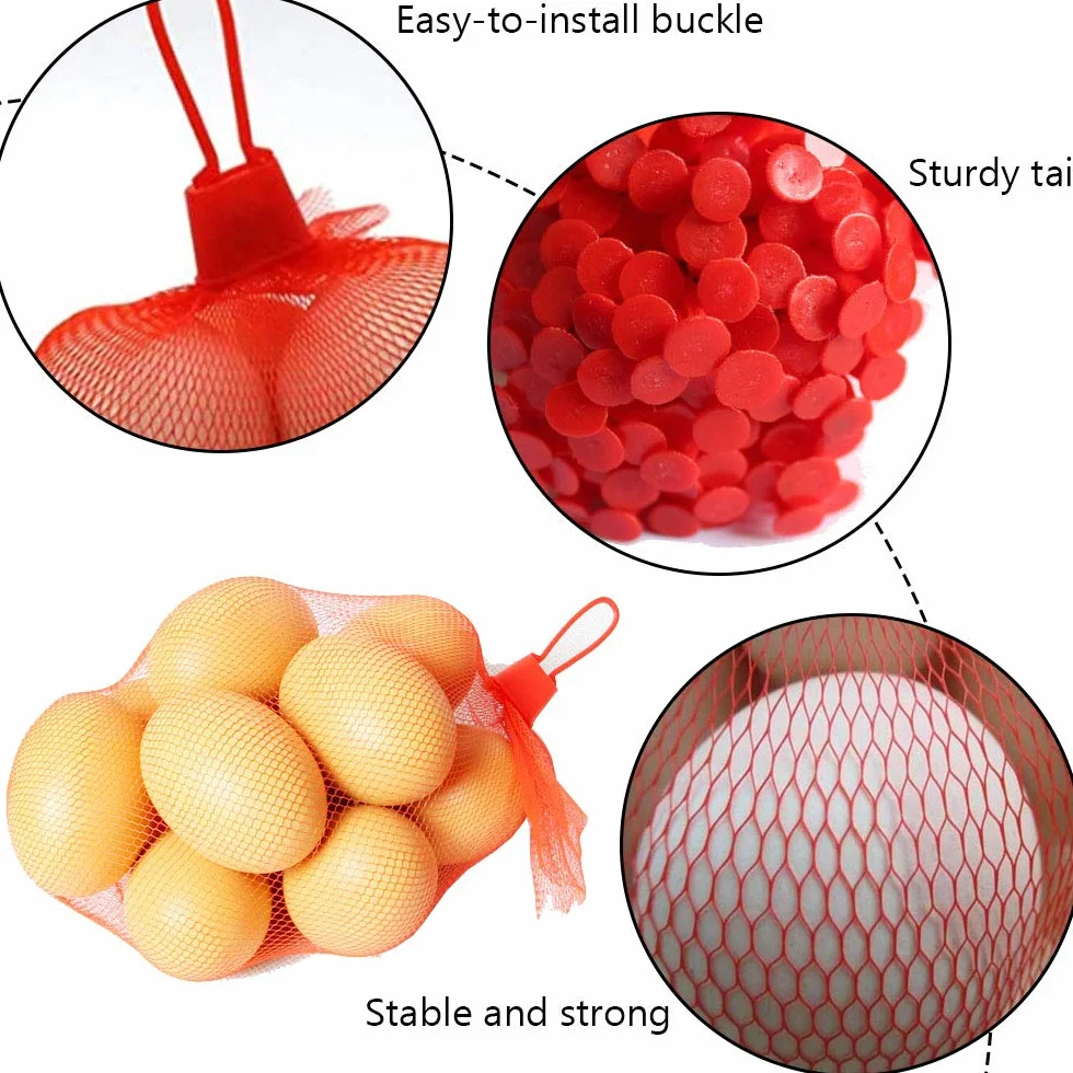 Sac en filet Réutilisable 200 Pièces Maille D'emballage Fruits Légumes Noix Épicerie Protection Plantation Rouge