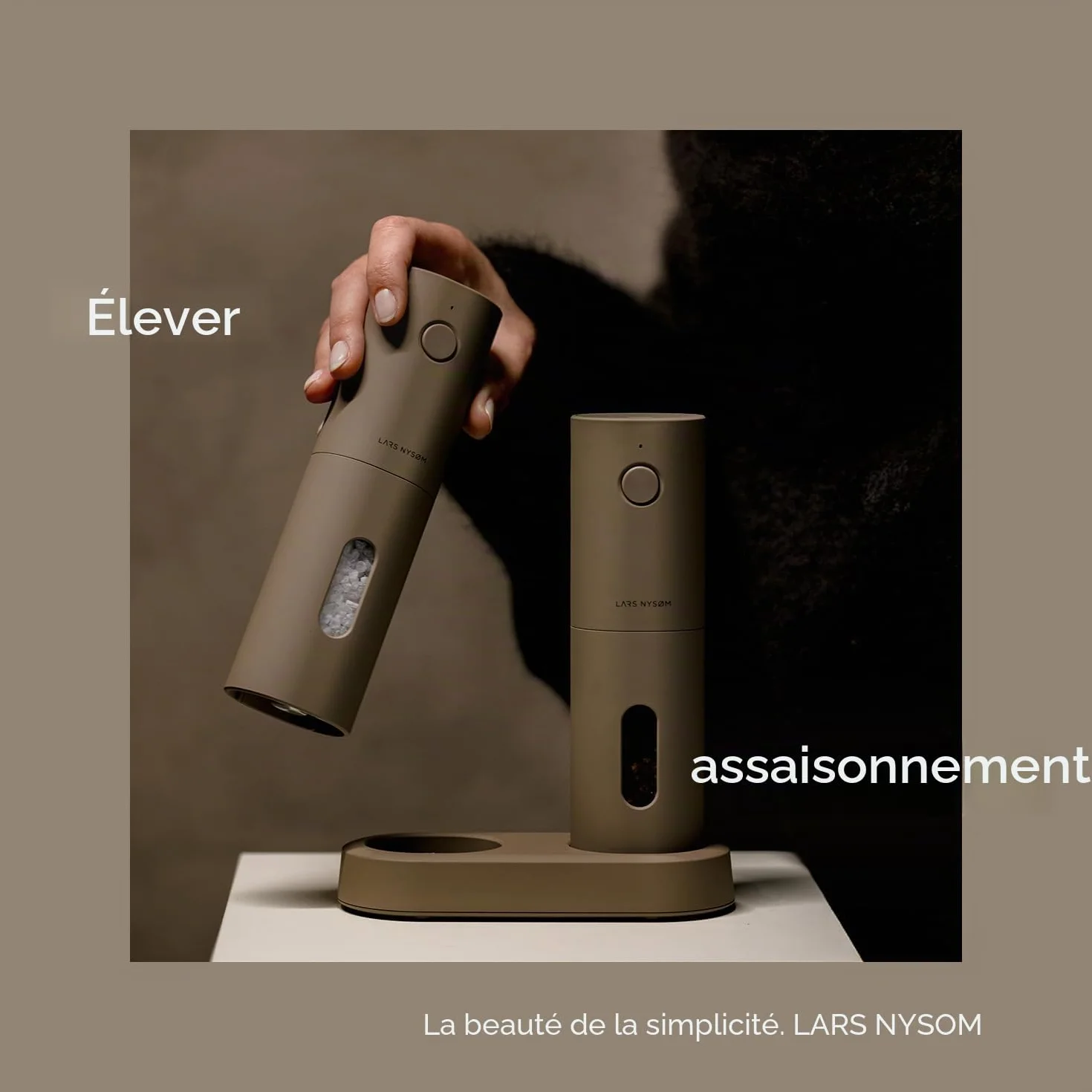 Moulin électrique sel et poivre LARS NYSØM automatique broyeur céramique rechargeable USB Carbon Black