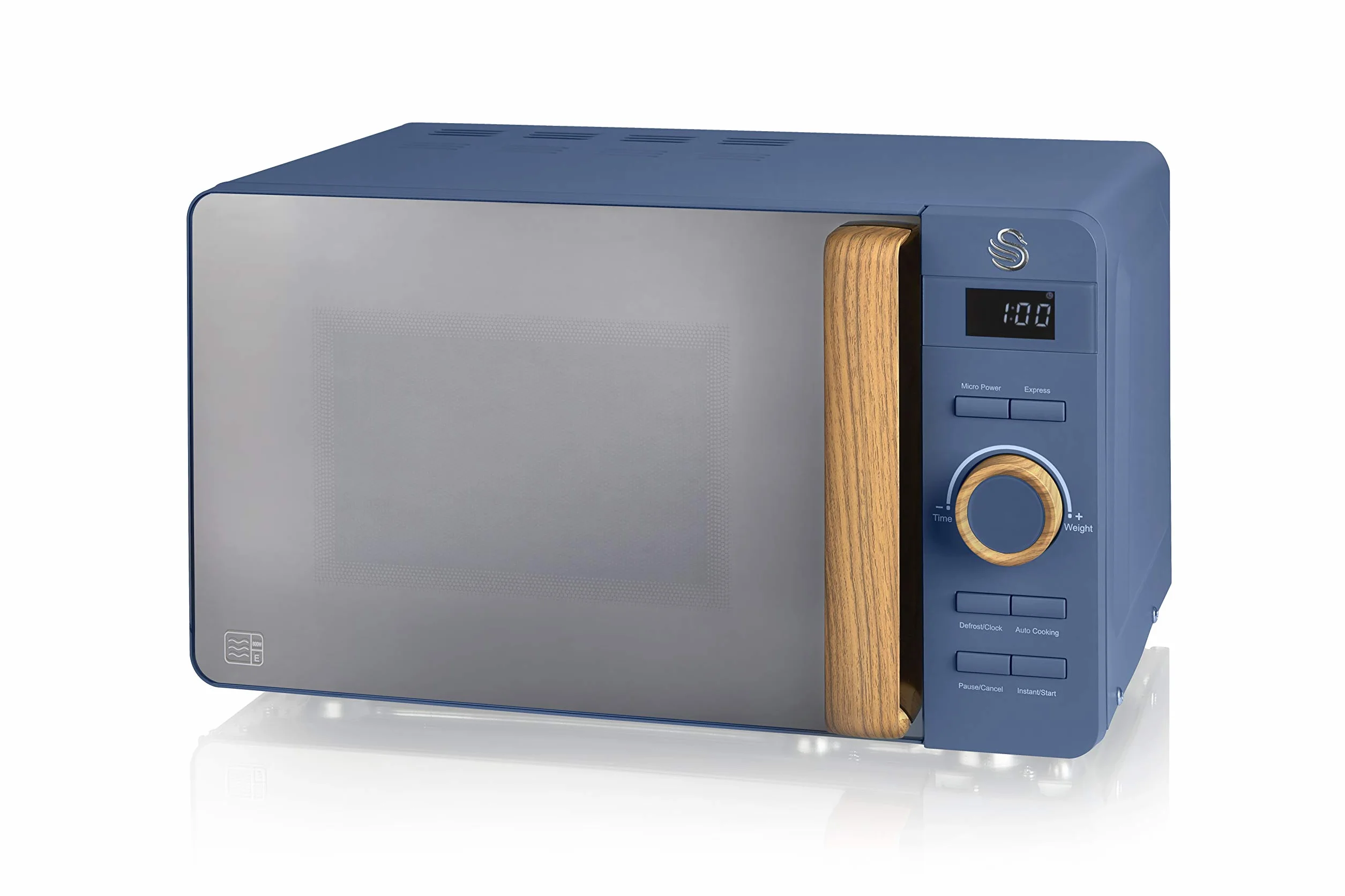 Swan Nordic Set Petit Déjeuner Bouilloire 1,7L 2200W Grille-pain 2 tranches Micro-ondes 20L numérique bleu mat