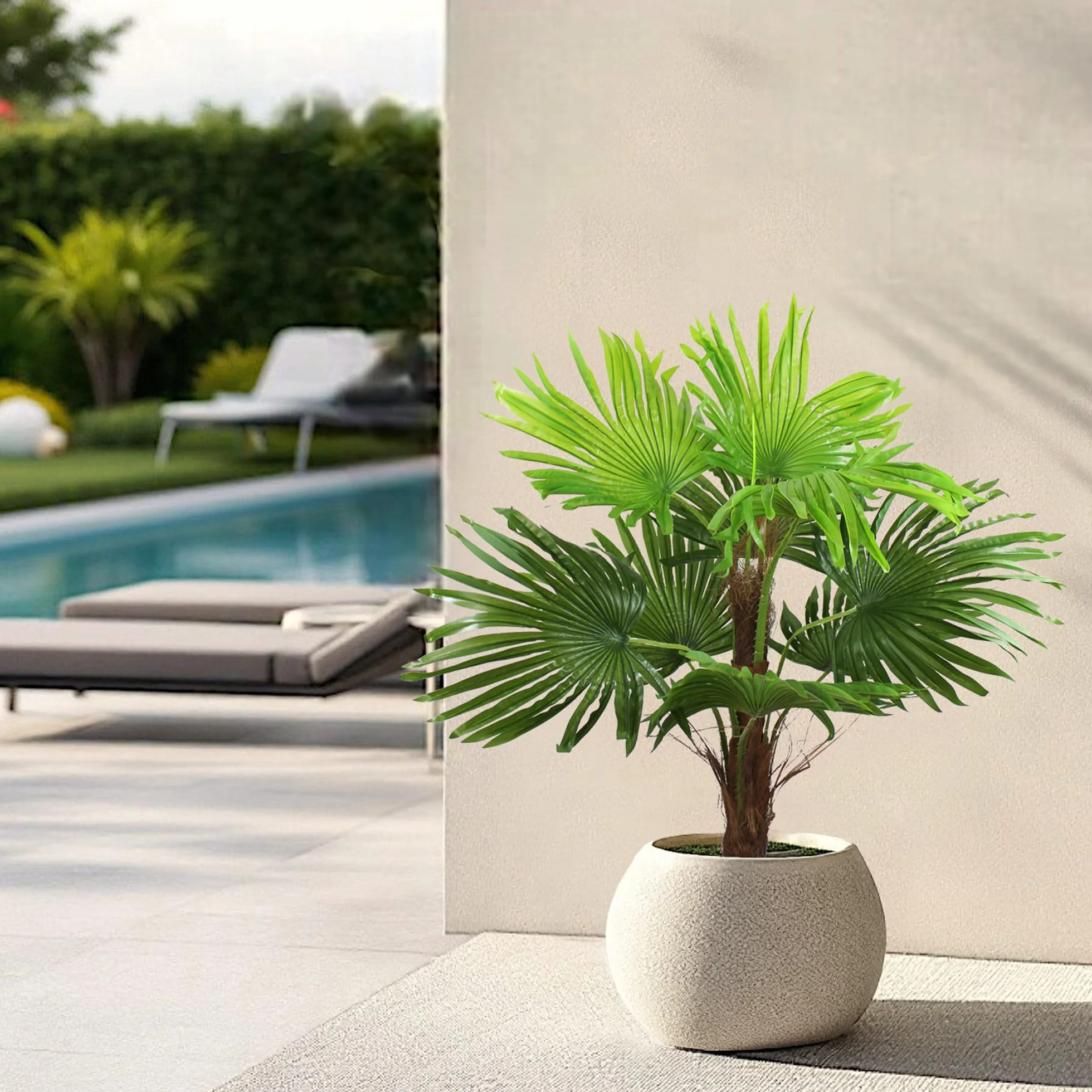 Palmier Artificiel 90 cm 9 Feuilles Plante Tropicale décorative en Pot