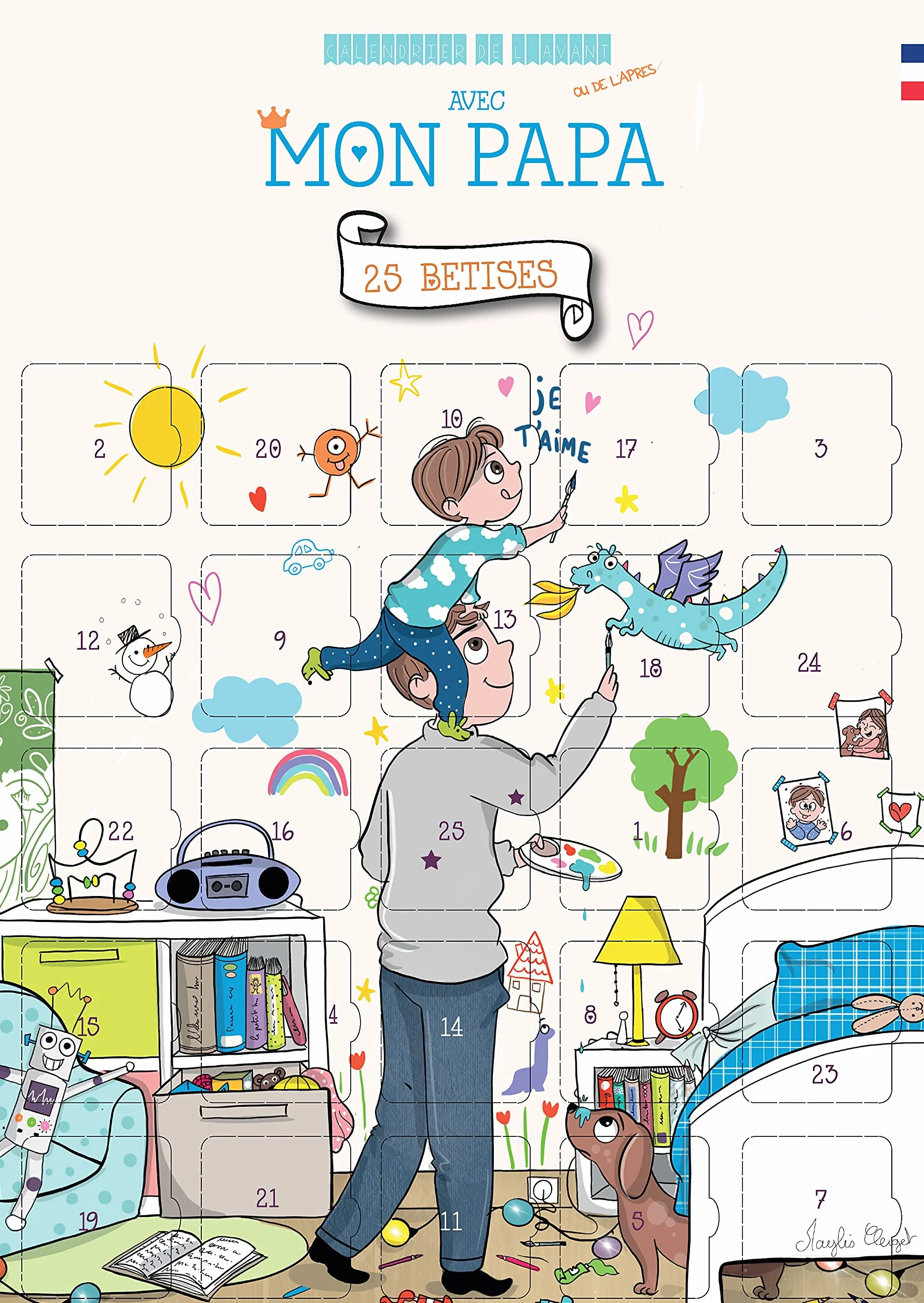 Calendrier de l'avant pour papa avec 25 bêtises père-fille ou père-fils - Premières fêtes des pères