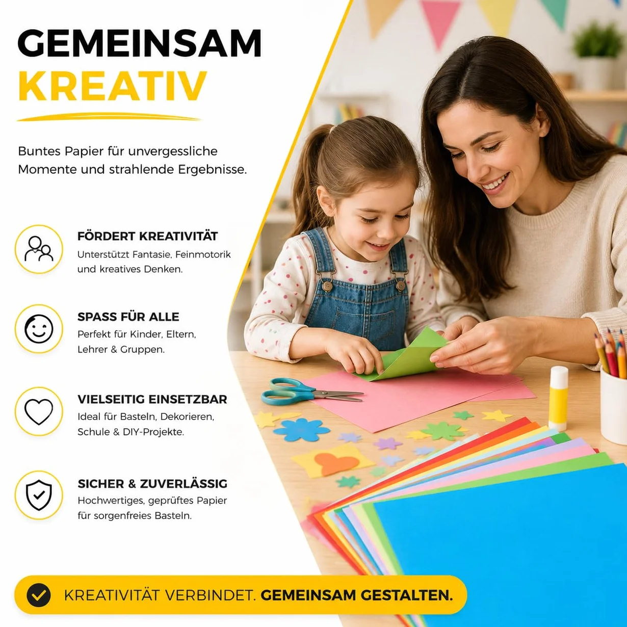 Papier kraft et carton de couleurs assorties 140 g/m² 100 feuilles pour imprimantes et loisirs créatifs