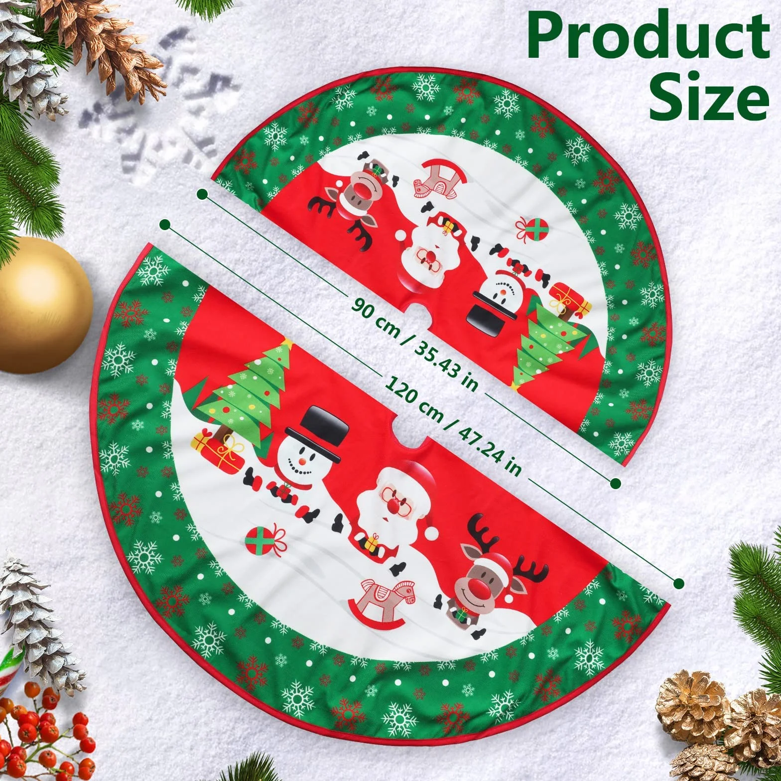 Jupe Sapin de Noël 90cm Rouge Couvre Pied Arbre Decoration Hianjoo