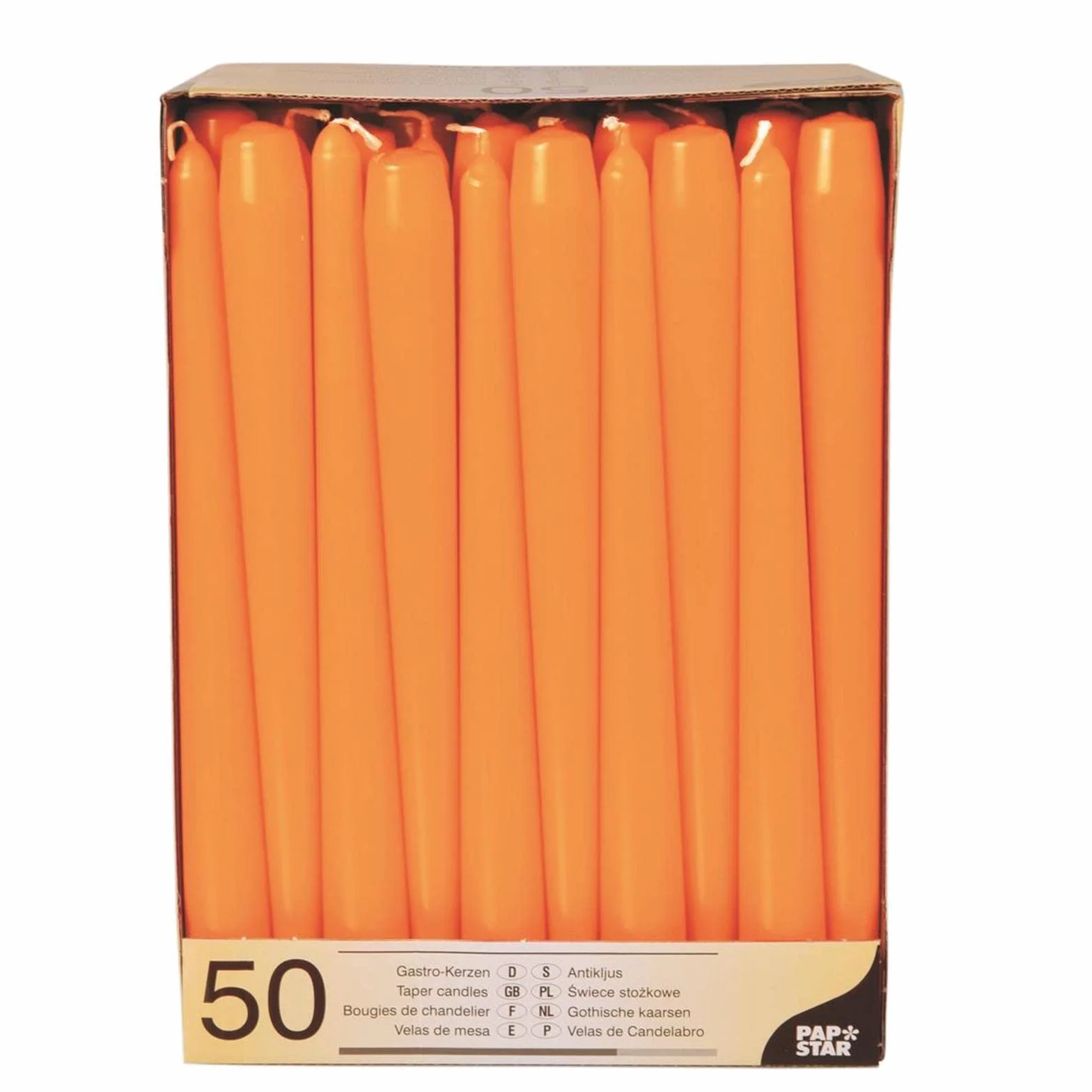 PAPSTAR Bougies de Chandelier Ø 2,2 cm x 25 cm Orange