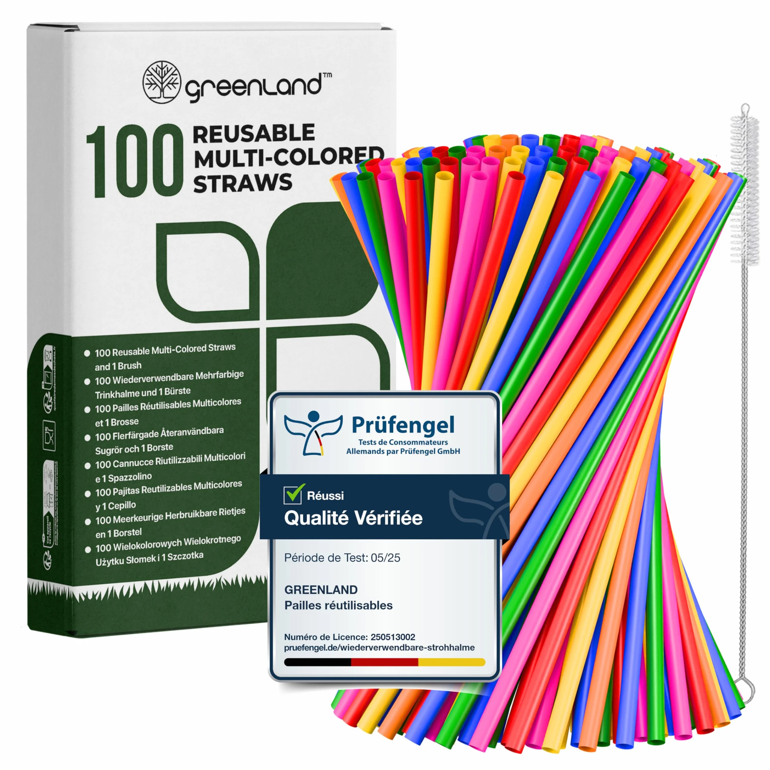 Pailles Réutilisables Colorées 21 cm 6 mm pour Cocktails Lait Jus Thé