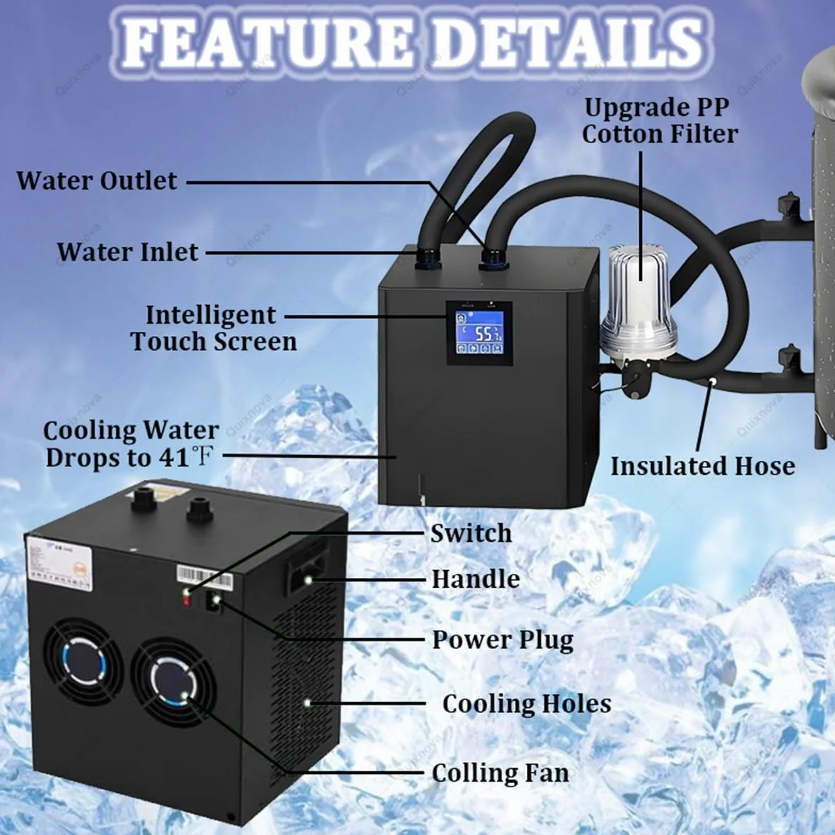 Refroidisseur d'eau à Bain de Glace 0,3 P avec Filtre Externe Pompe pour Cryothérapie
