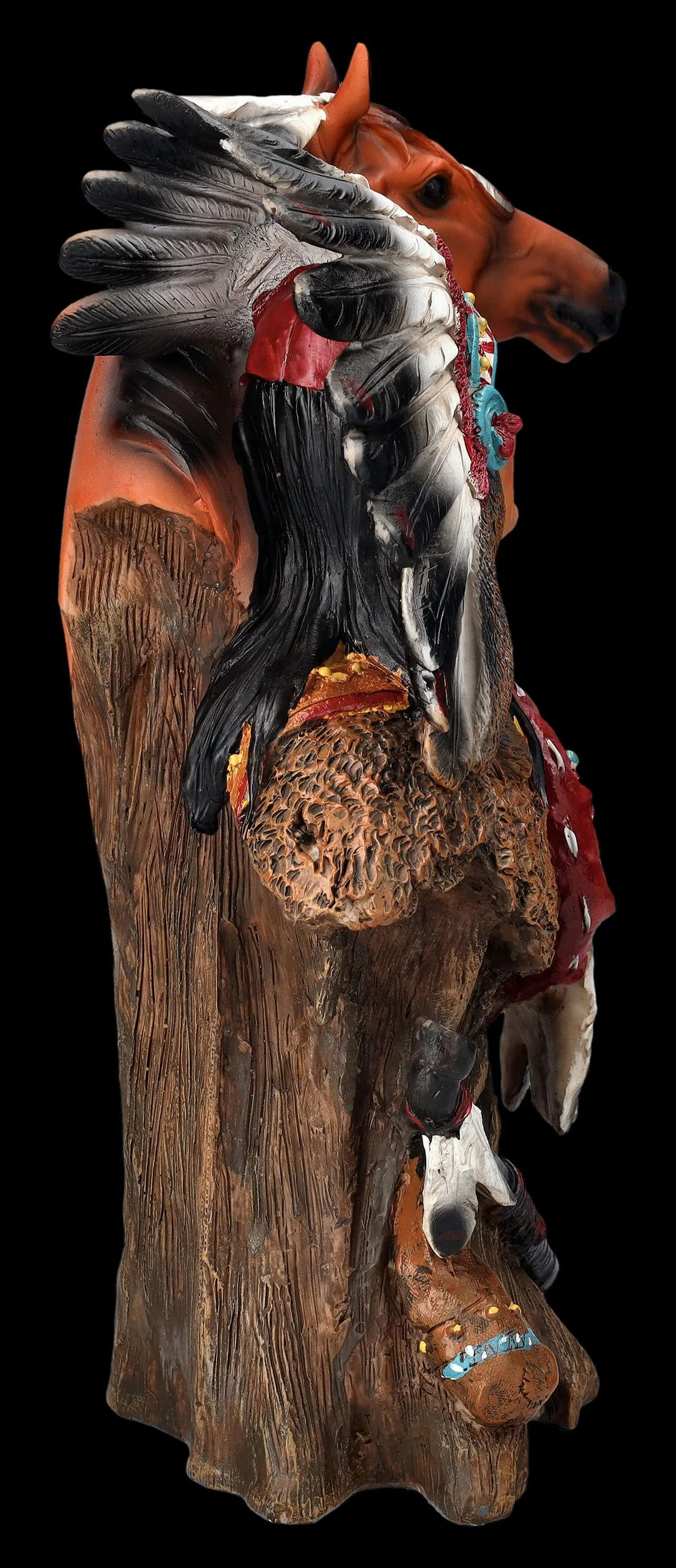 Figurine indienne Buste de chef avec cheval Wester Far West Cowboy