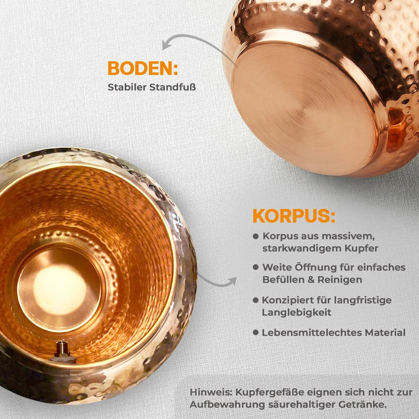 Distributeur d'eau en cuivre 5 l avec 2 tasses et support, réservoir cuivre pur, robinet anti-fuite
