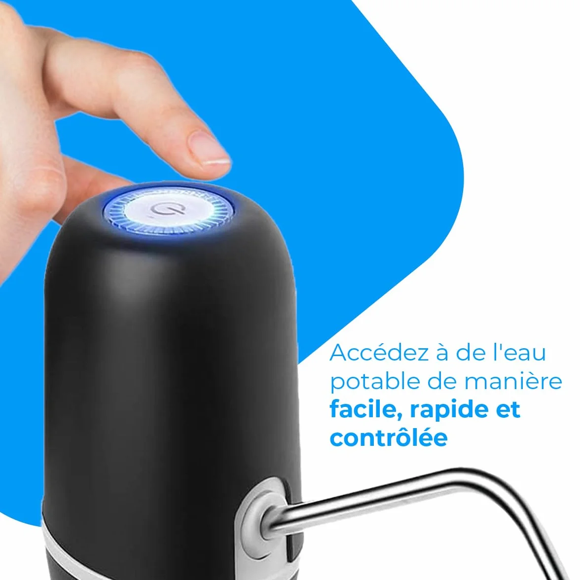Distributeur d'eau en Bouteille Automatique USB, Acier, sans BPA, Eau Froide, 1200mAh, 1.5-18.9L, Noir