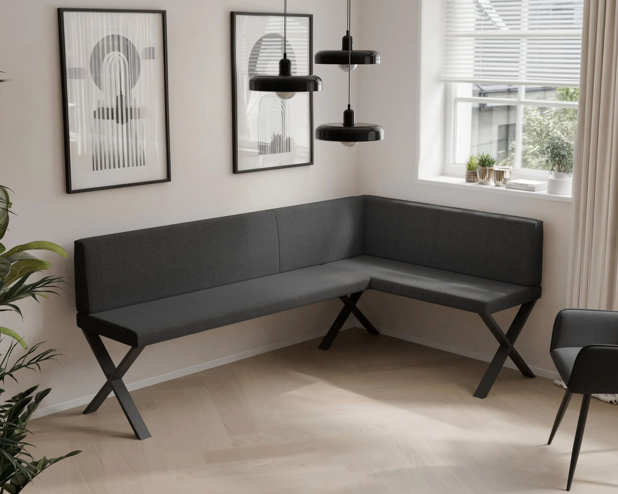 Banquette d’Angle tapissée 128x168 cm Gauche/Droite avec Dossier – Meuble d’Angle pour Cuisine