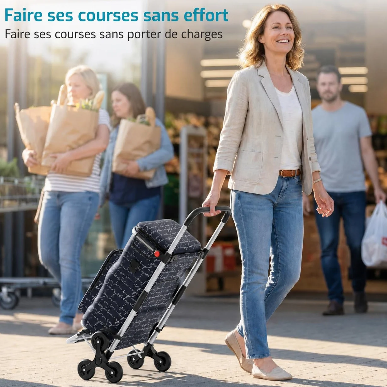 Rubberneck Chariot de Courses Pliable 44L avec Compartiment Isotherme Bleu