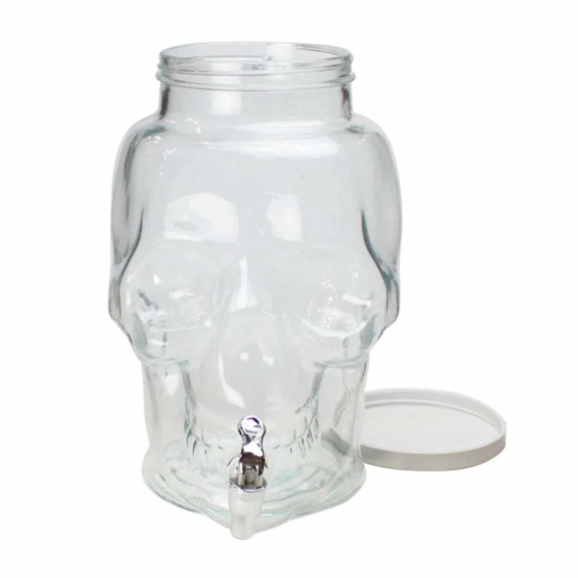 Fontaine Distributeur de Boisson 8L Forme Tête de Mort en Verre Cubanios avec Robinet