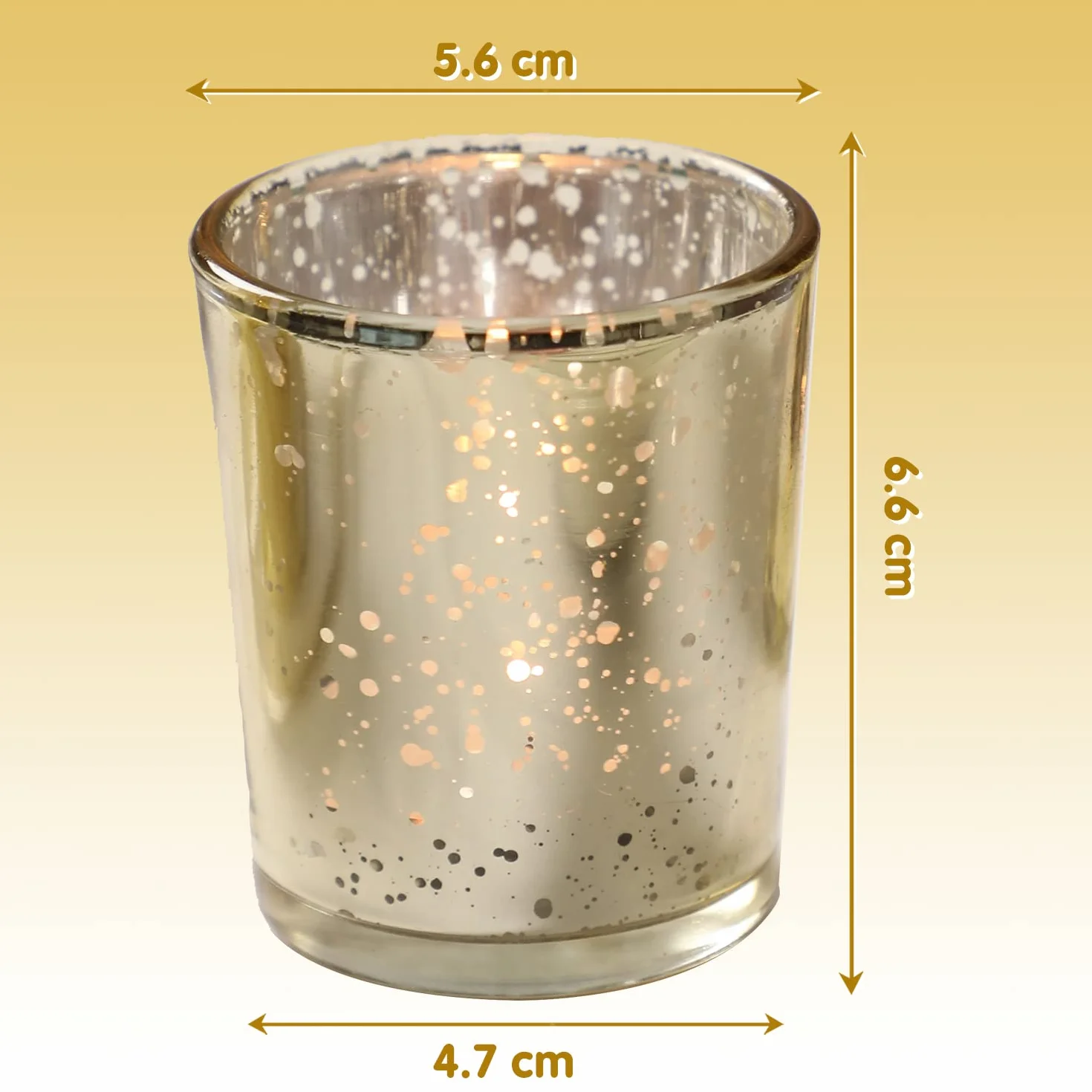Bougeoirs Doré en Verre au Mercure, Lot de 12 Photophores pour Décoration Mariage