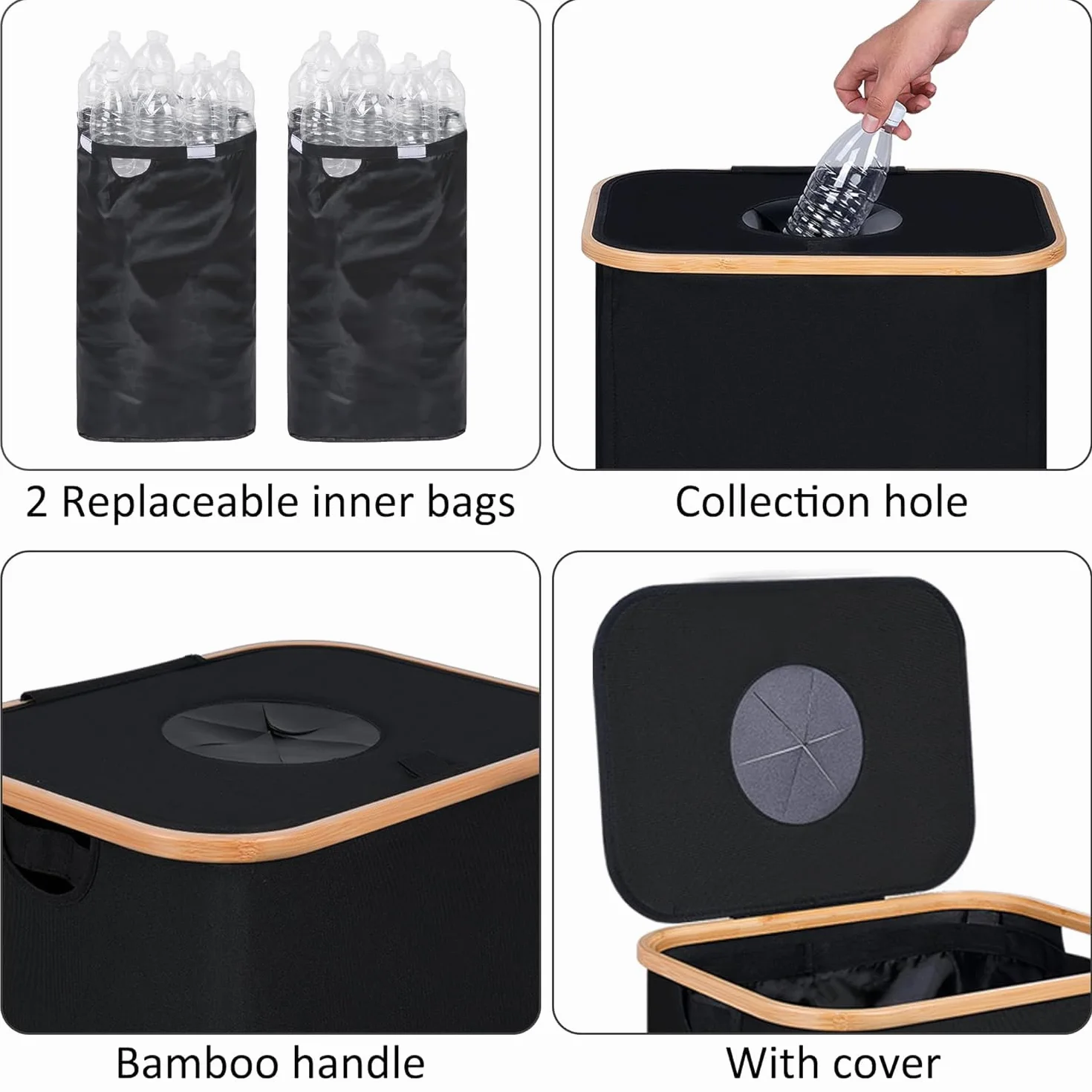iEGrow 110L Poubelle de Recyclage pour Bouteilles Plastiques avec Deux Sacs