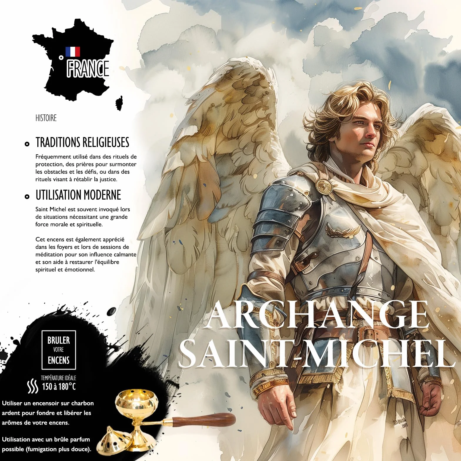 Encens Archanges St Michel résine 50gr Fumigation Brule Parfum Protection