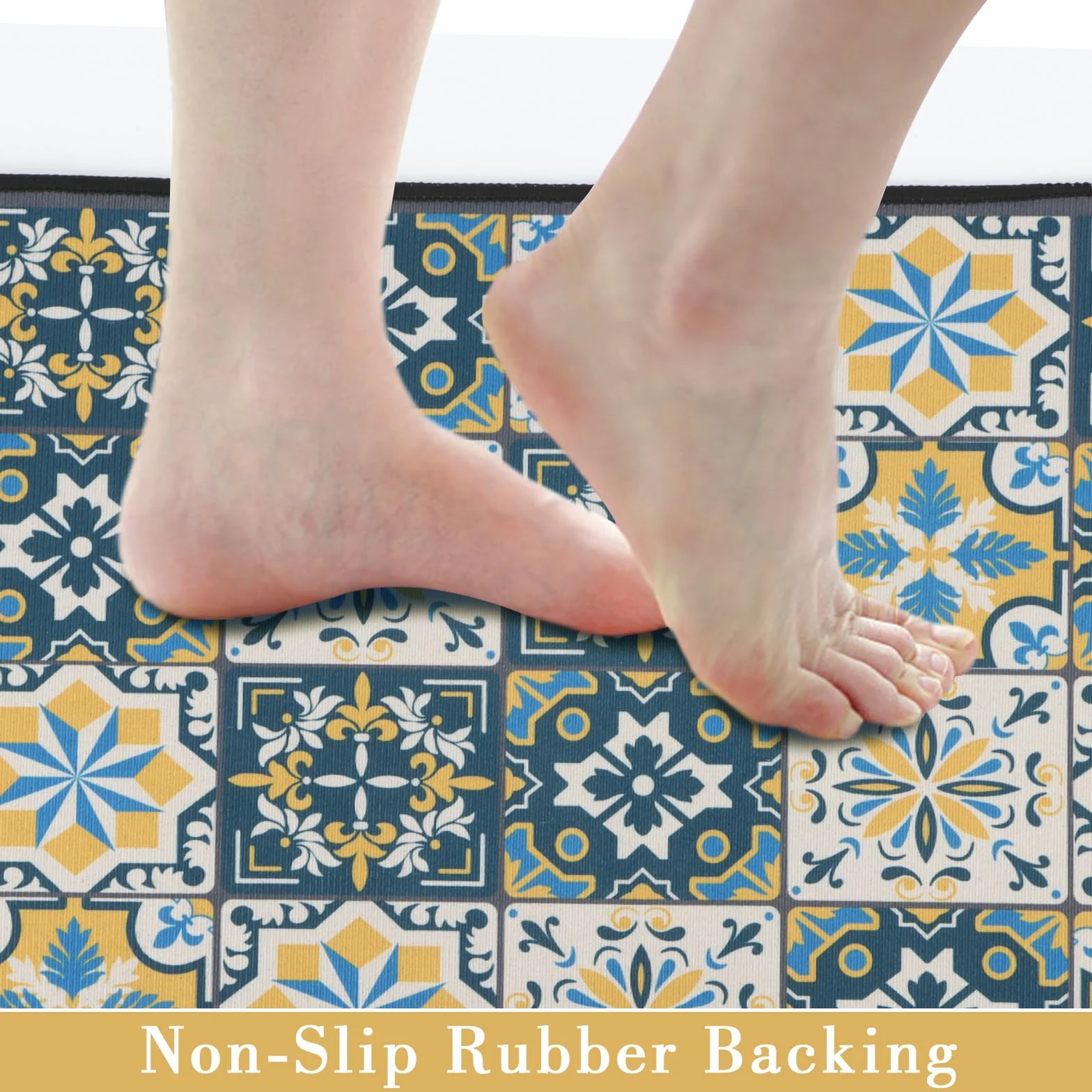 Lot de 2 tapis de cuisine vintage antidérapants lavables anti-fatigue 40 x 60 + 40 x 120 cm