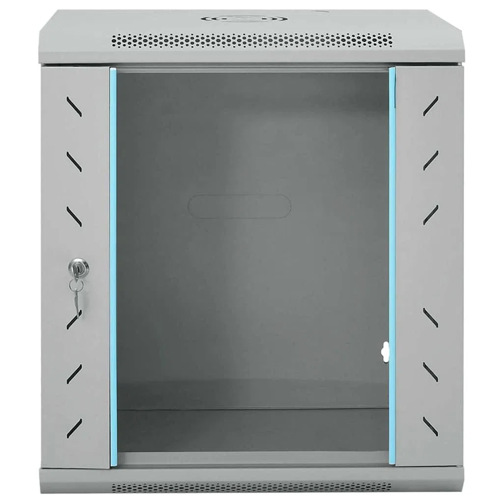 Armoire réseau en acier avec mémoire, gris, 53 x 45 x 60 cm, montage mural, avec serrure de sécurité pour LAN, NAS, serveur domestique, Ethernet, Wi-Fi, multimédia, bureau et maison