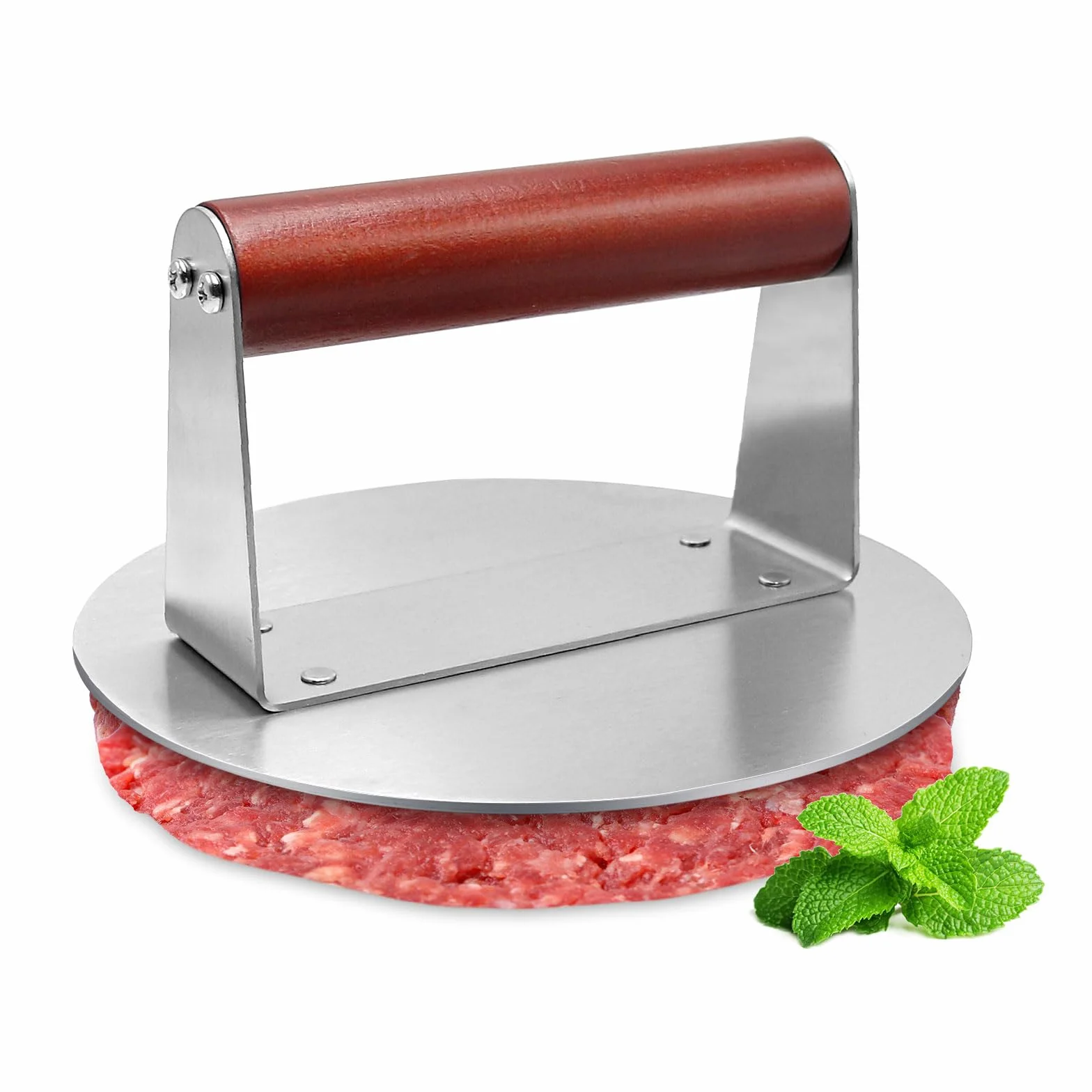 Presse Burger Acier Inoxydable 6.3 Pouces Rond Smash Burger Presse à Hamburger Professionnelle