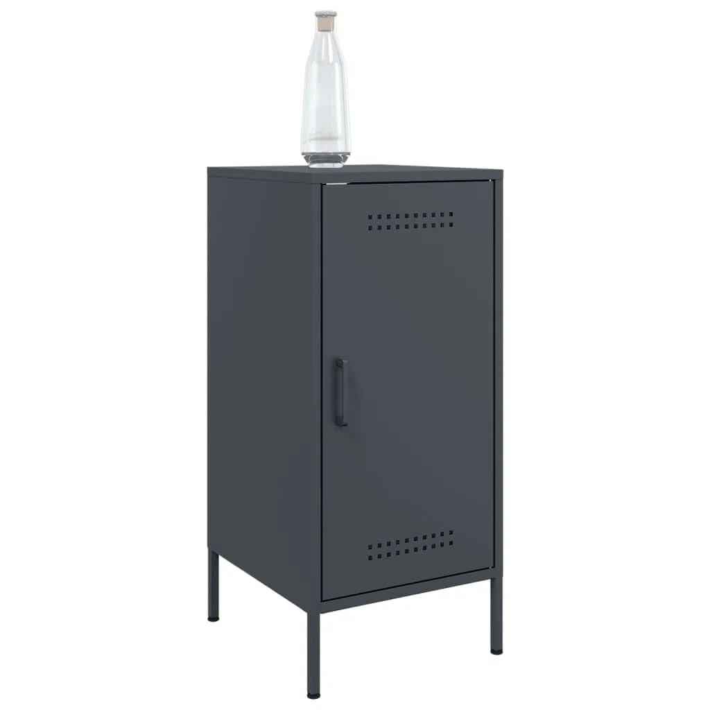Buffet anthracite 36 x 39 x 79 cm, en acier laminé à froid, armoire avec porte, 2 compartiments, pieds réglables, organisateur robuste, pour chambre à coucher, salon