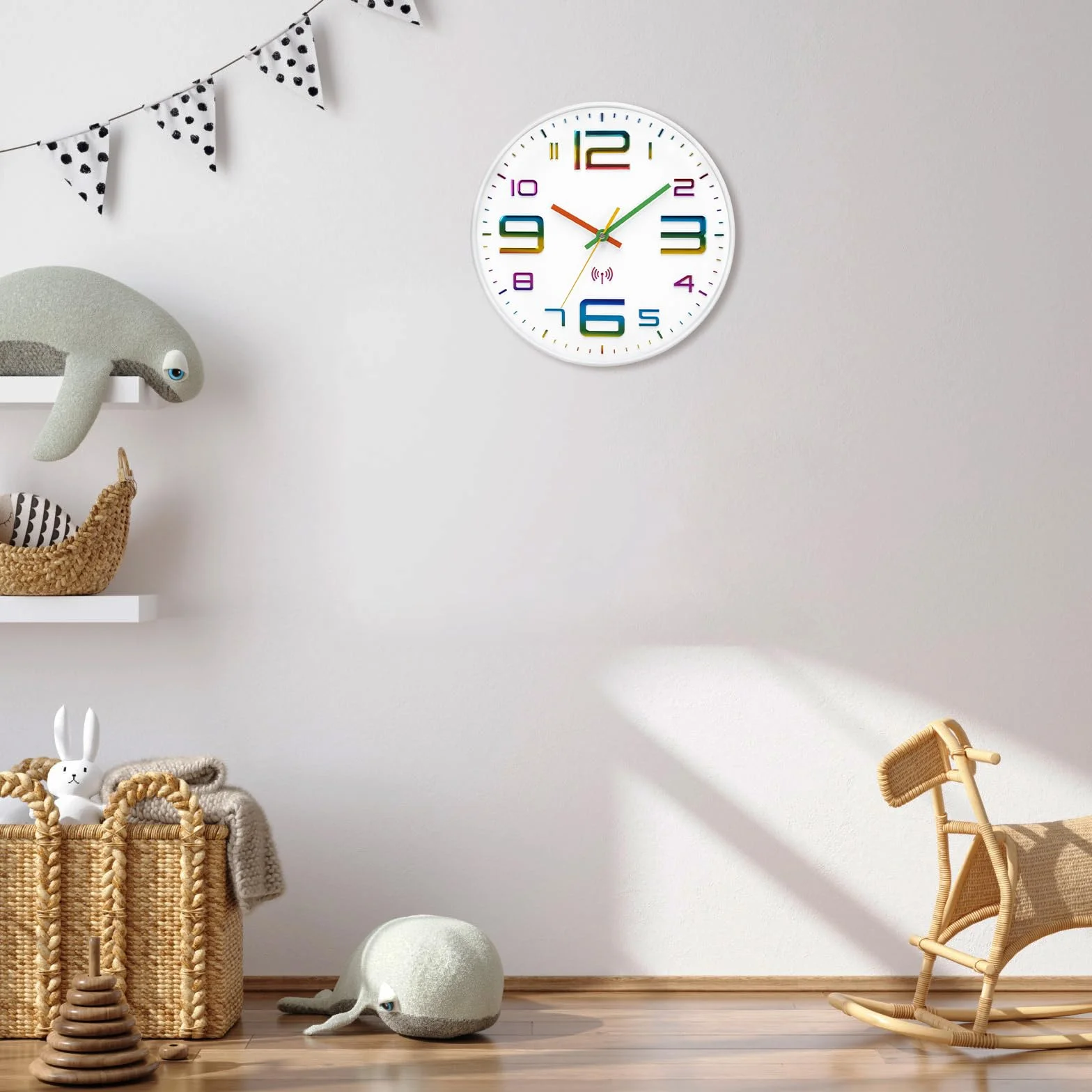 VIVILINEN Horloge Murale Radio Pilotée Silencieuse 30cm sans tic-tac Pendule à Grands Chiffres pour Chambre Cuisine Salon Automatique (Blanc)