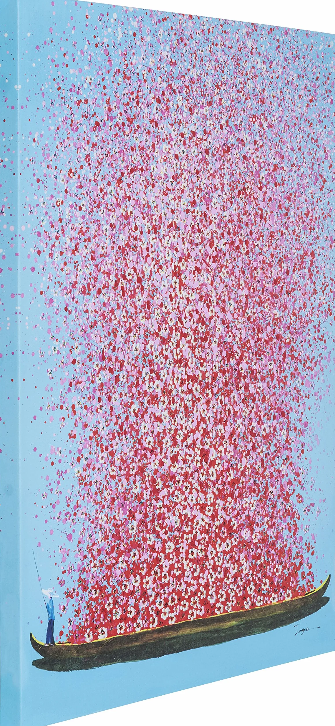Kare Design Tableau Touched Flower Boat 100x180cm bleu rose peint à la main acrylique toile décoration murale