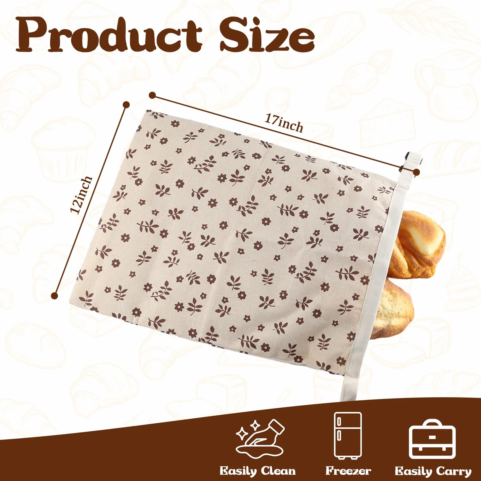 Sacs à pain réutilisables en cire d'abeille - Lot de 2 - Lin - 30 x 43 cm