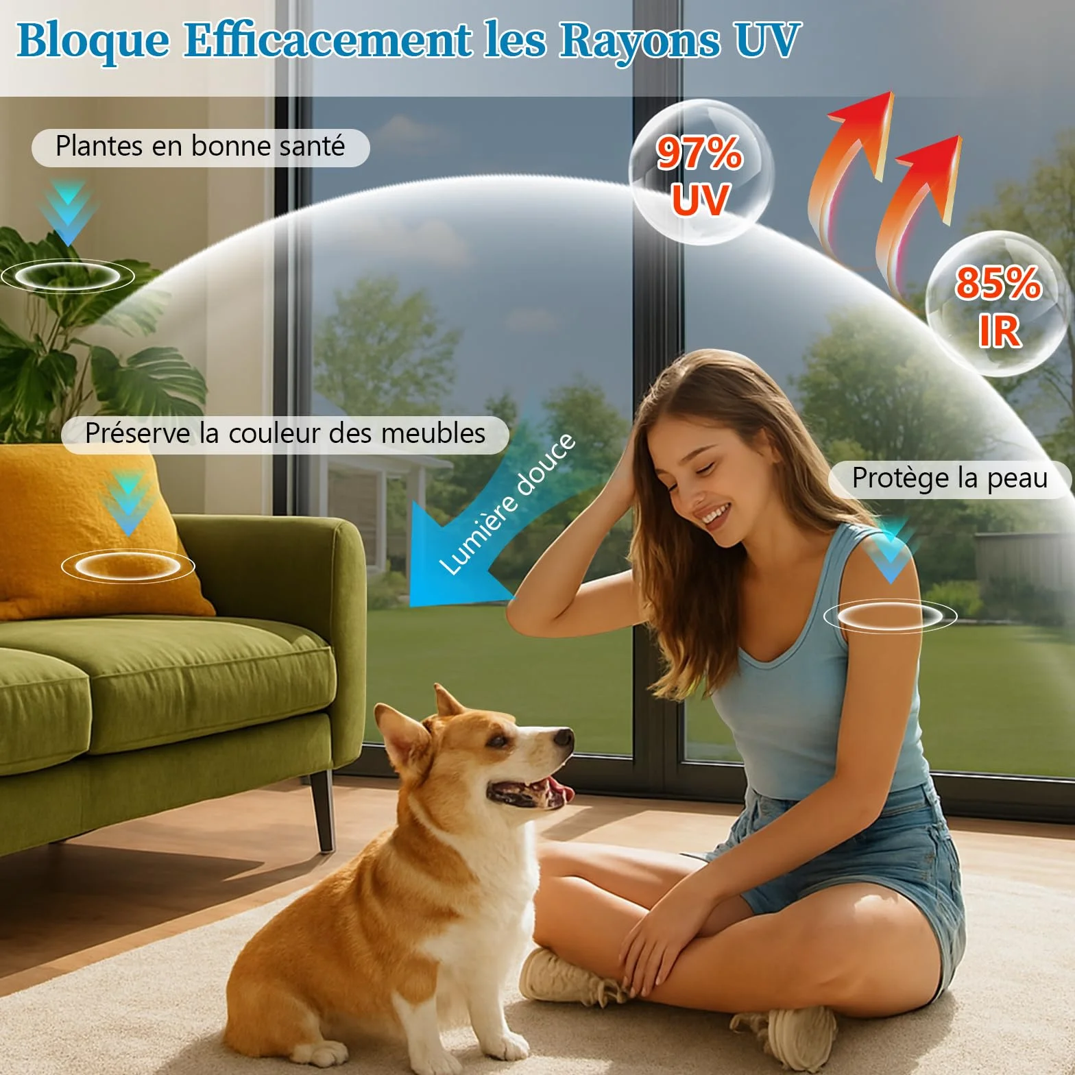 Film Fenetre Anti Regard sans Colle Anti Chaleur Effet Miroir sans Tain Brise Vue Anti UV 44.5x200cm