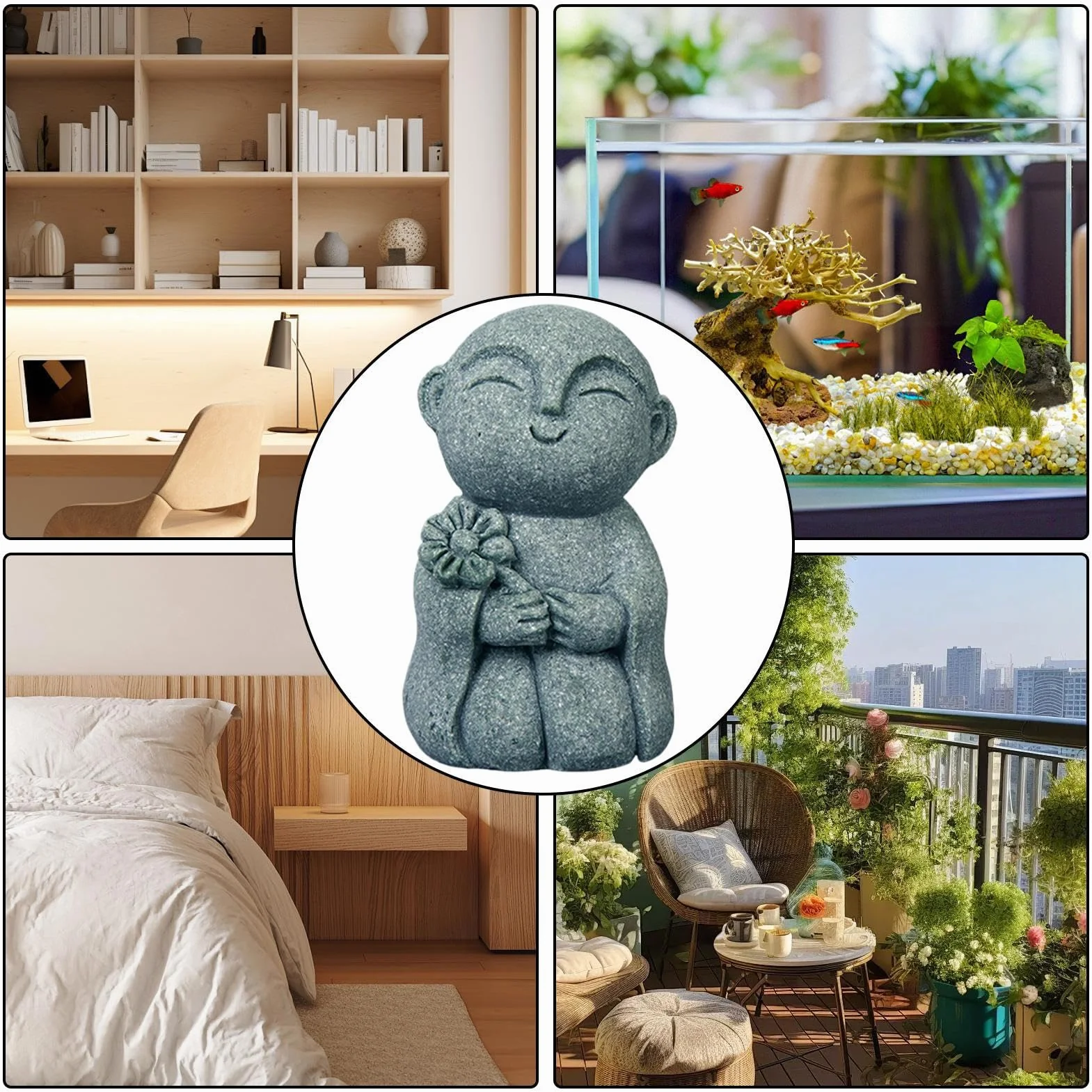 Figurines de Bouddha en Pierre pour Jardin, Sculpture Bouddhiste Spirituelle