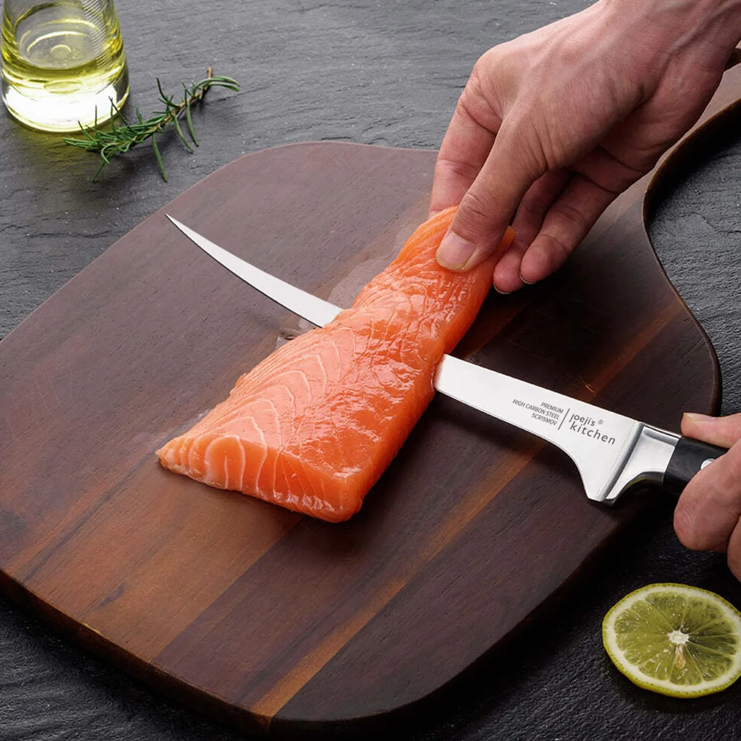 Couteau Filet Poisson Professionnel Acier Inoxydable 31 cm Noir