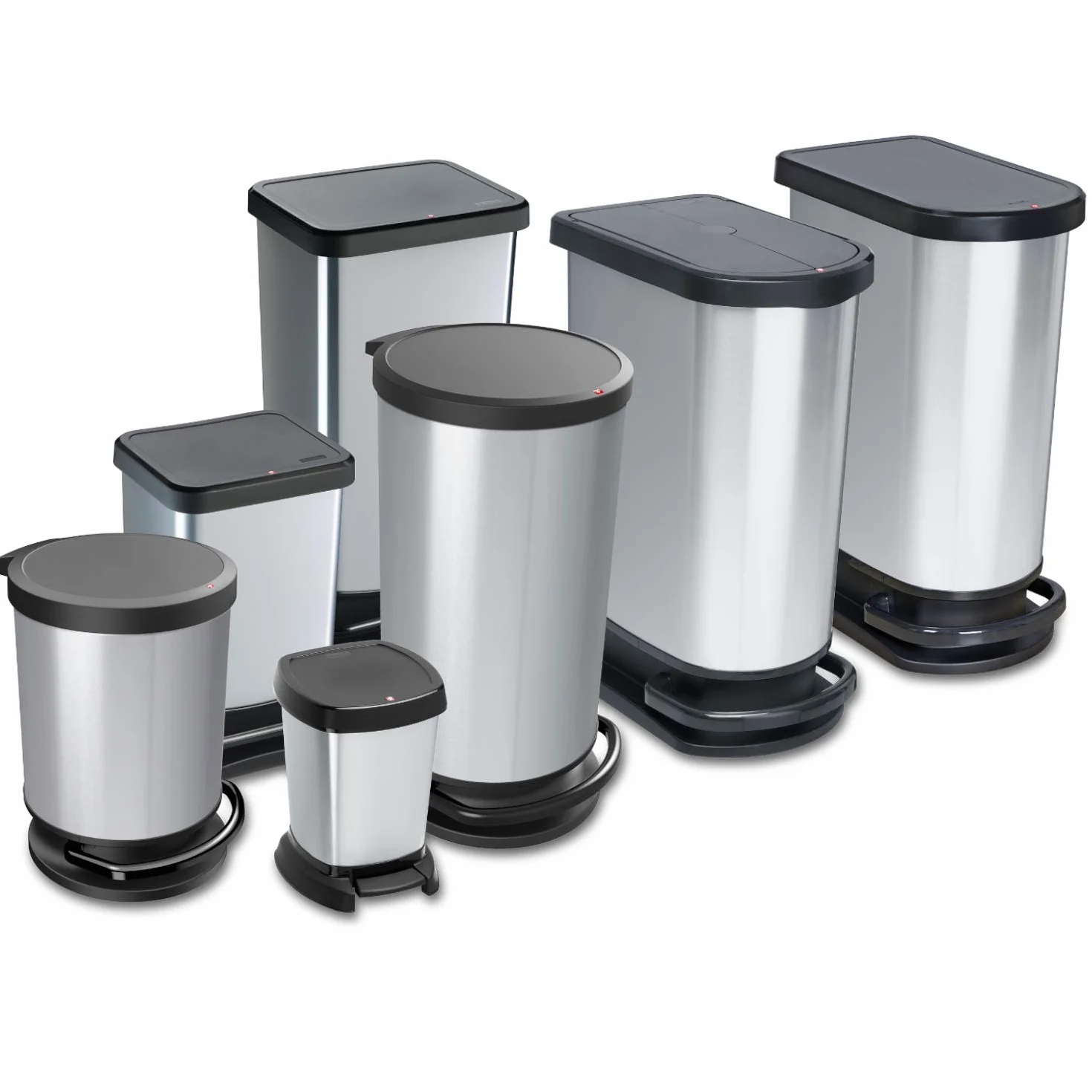 Rotho Paso Poubelle 20l avec pédale et couvercle Plastique PP sans BPA rouge métallique