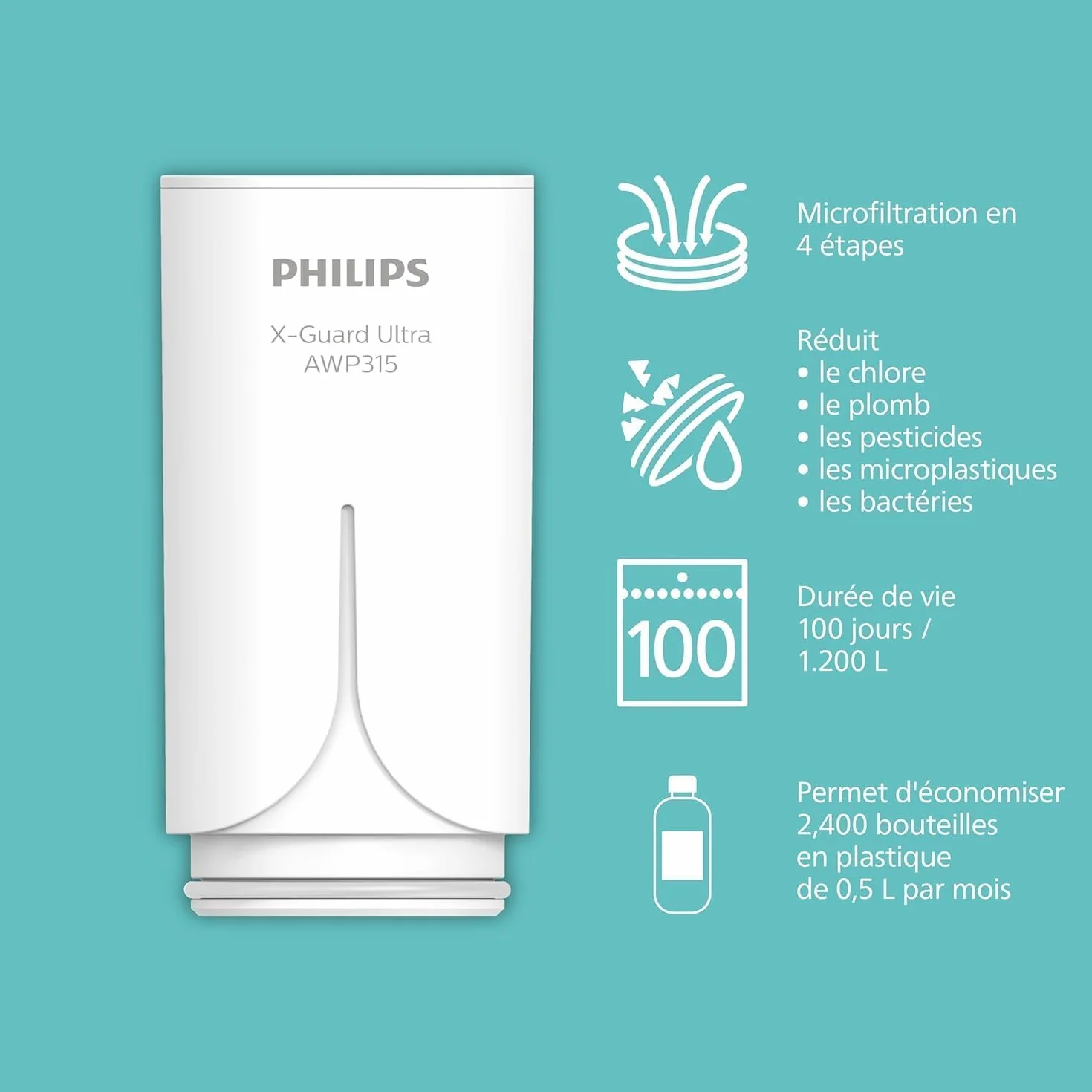 Philips Filtre sur robinet AWP3754/10 ULTRAFILTRATION 1.200 L