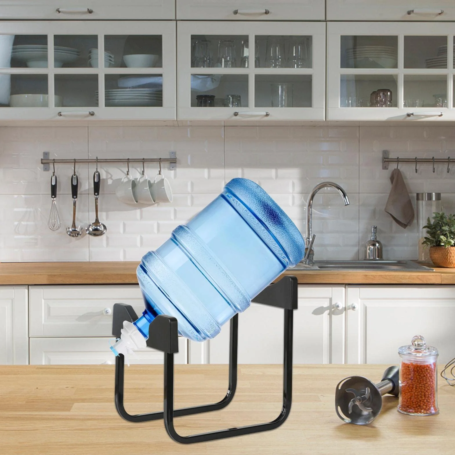 Porte-Bouteille d'3 à 5 gallons Support Distributeur d'eau Anti-Fuite Bec réutilisable Compatible Bouche Bouteille Non filetée