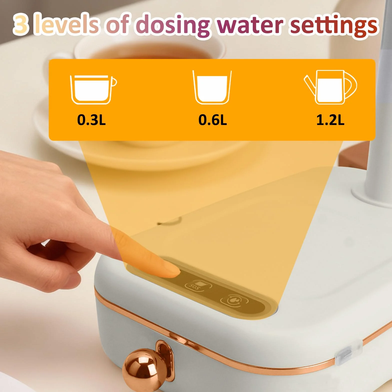 Distributeur d'eau Électrique Rechargeable USB sans BPA Pompe 3 Niveaux Débit Camping Maison Bureau Batterie 800 mAh Blanc
