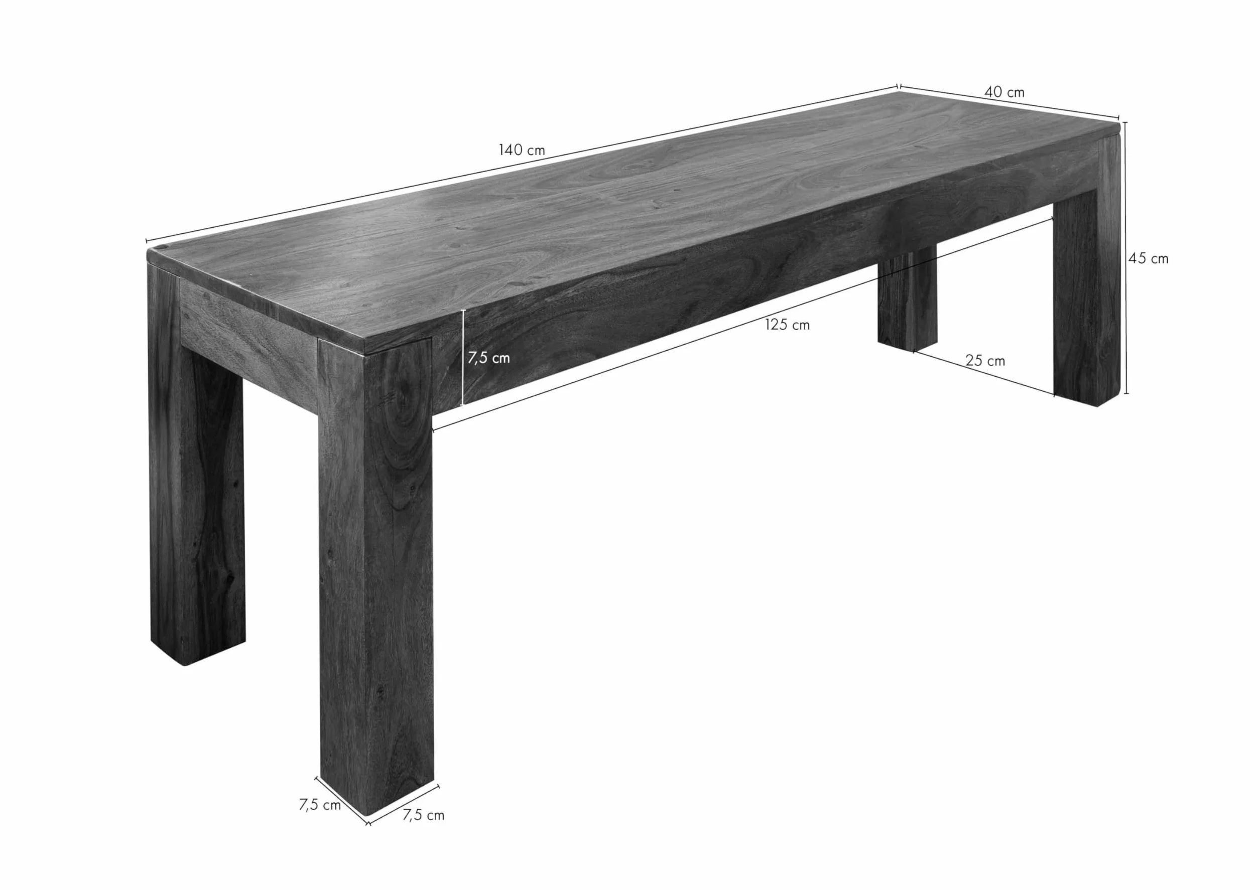 MASSIVMOEBEL24.DE Banc Acacia laqué Miel Oxford 140x40
