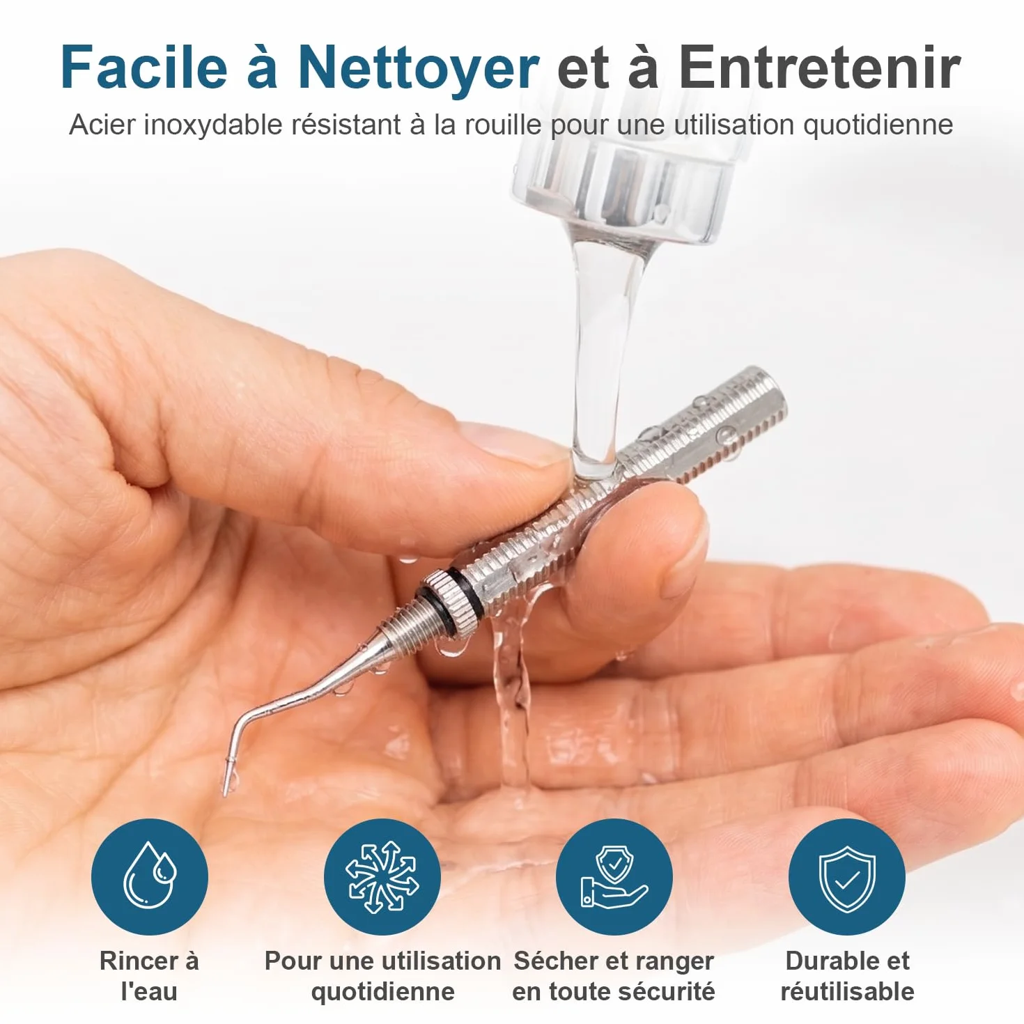 Cure-dents acier inoxydable pointe courbée dévissable REMOS