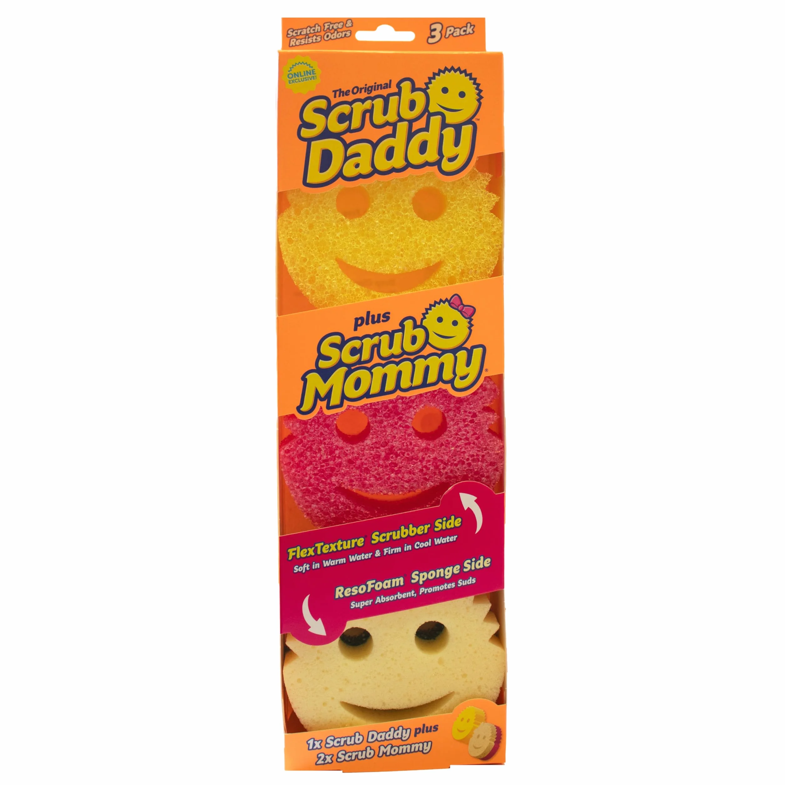 Scrub Daddy Scrub Mommy Lot 3 Éponges Cuisine Double Face Changeant Texture