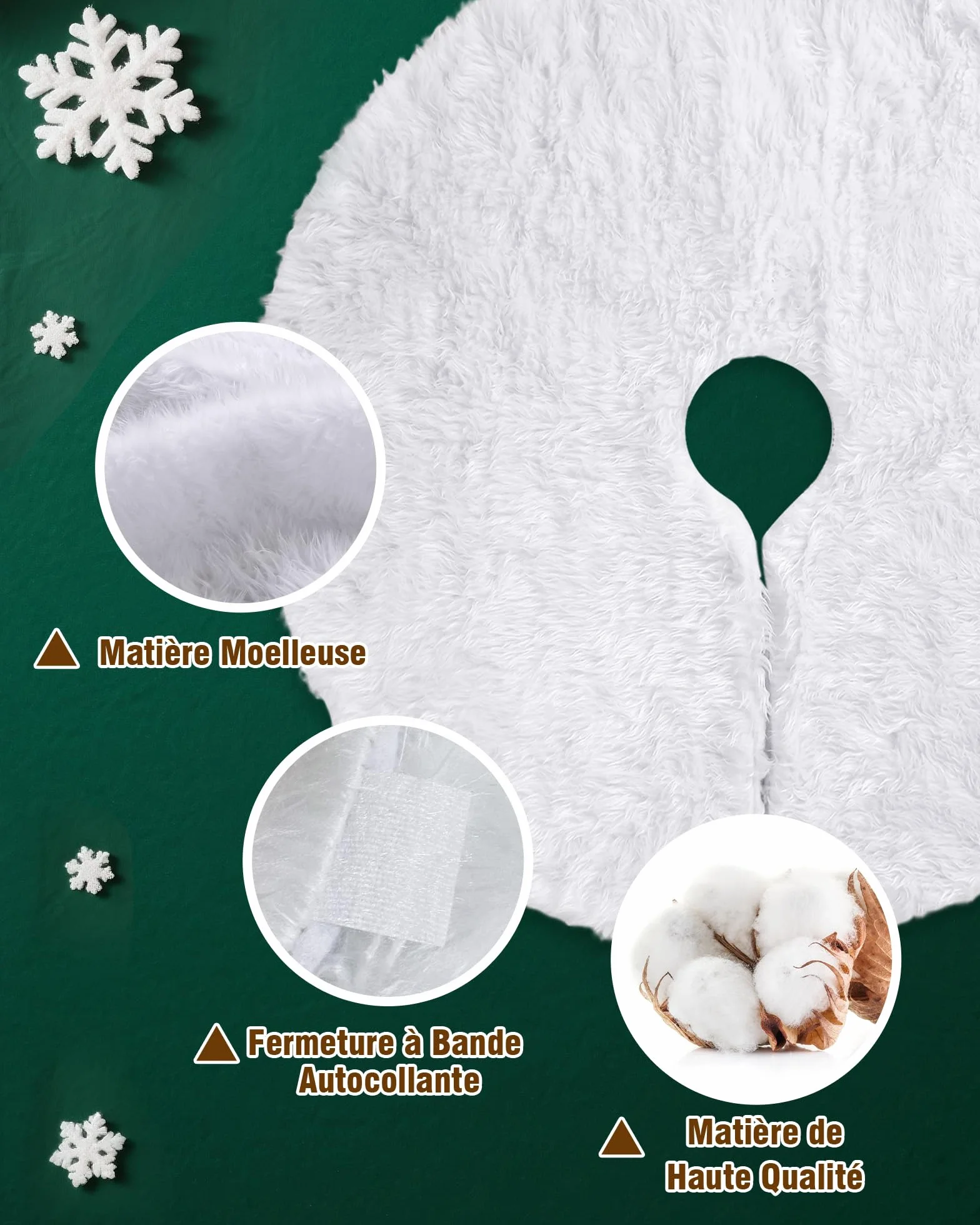 LIHAO Jupe de Sapin de Noël Cache Pied Tapis Peluche Blanc 78cm