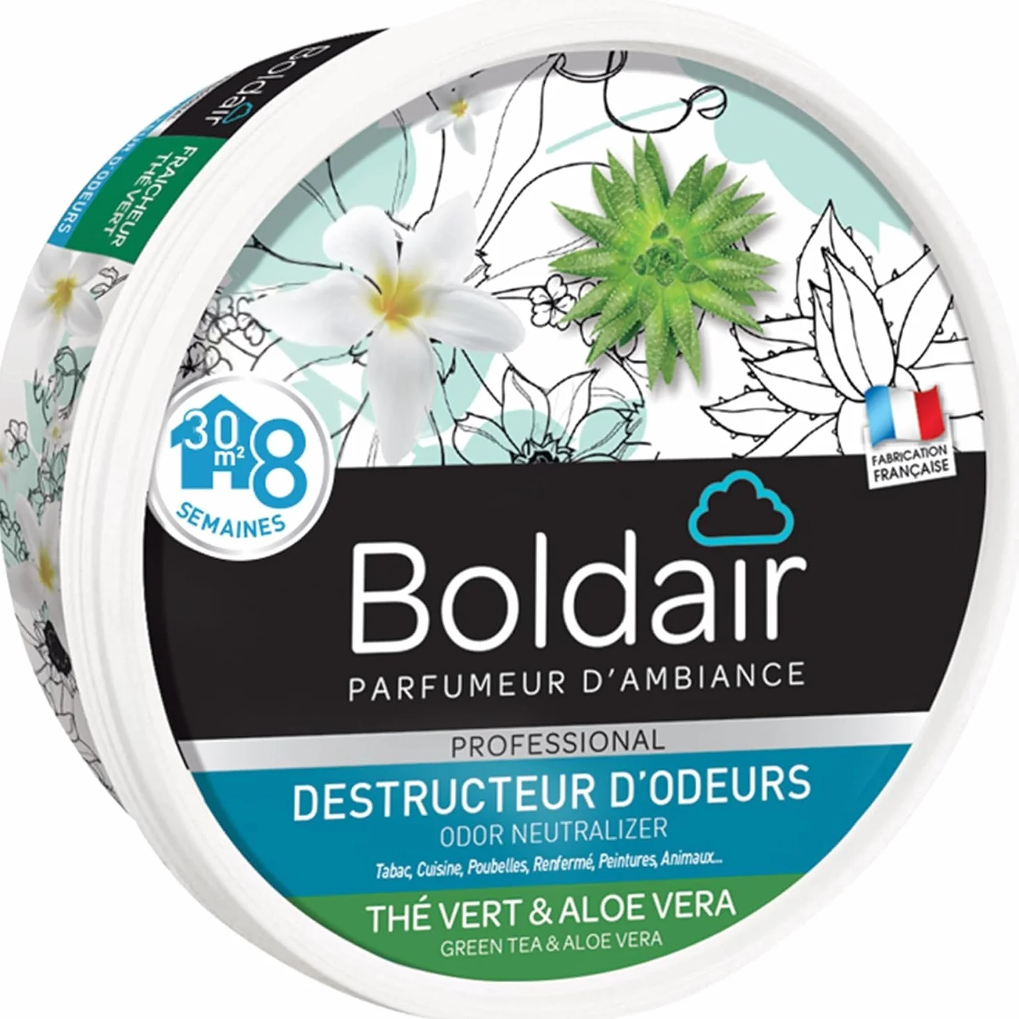 BOLDAIR Destructeur d’Odeurs en Gel Thé Vert & Aloe Vera 300 g