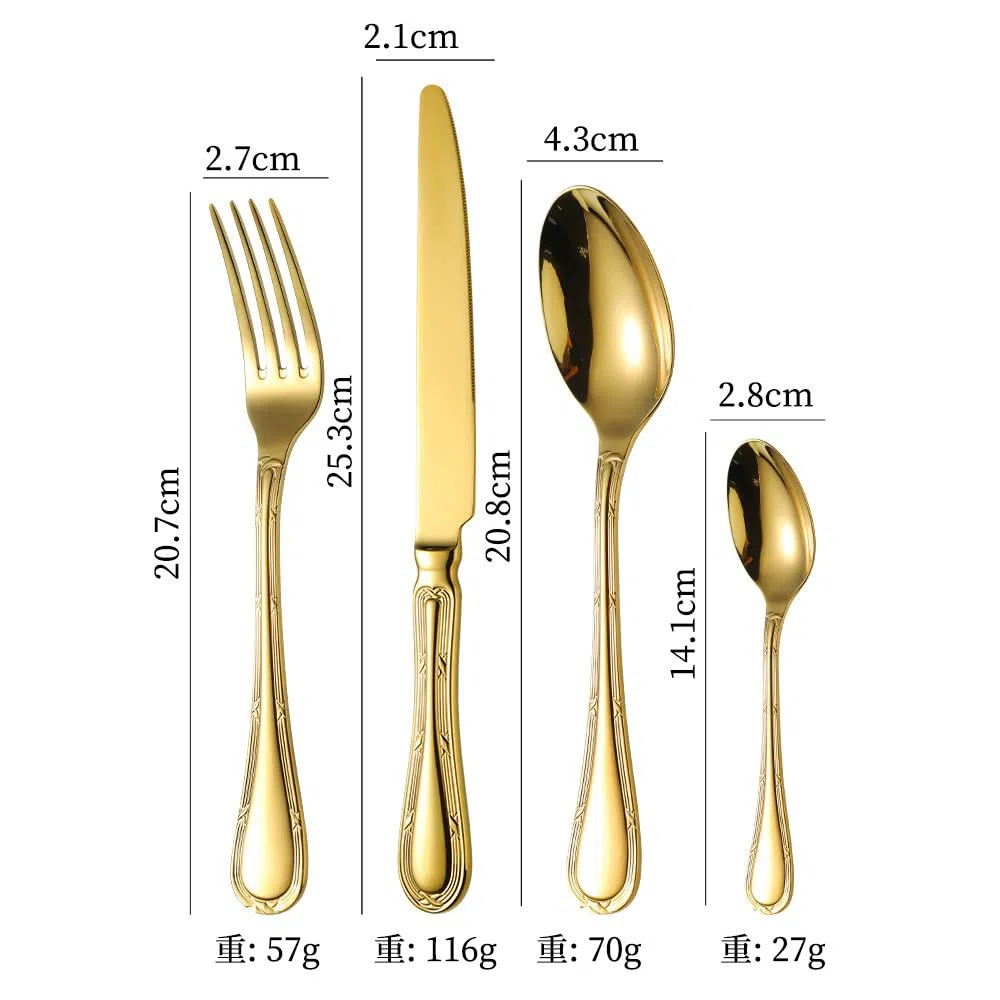 Ensemble de Couverts dorés pour 10 Personnes, composé d'ustensiles de Cuisine Uniques en Acier Inoxydable 18/8, pour la Maison et Le Restaurant. Service de Table Luxueux et Durable, 40 pièce