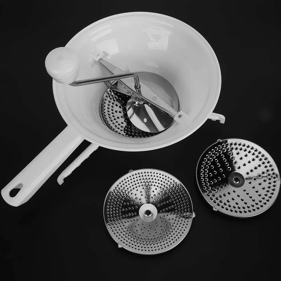 Mélangeur Manuel Broyeur Aliments Acier Inoxydable 3 Disques Broyage Moulin Rotatif Sauce Tomate Compote Pommes Purée
