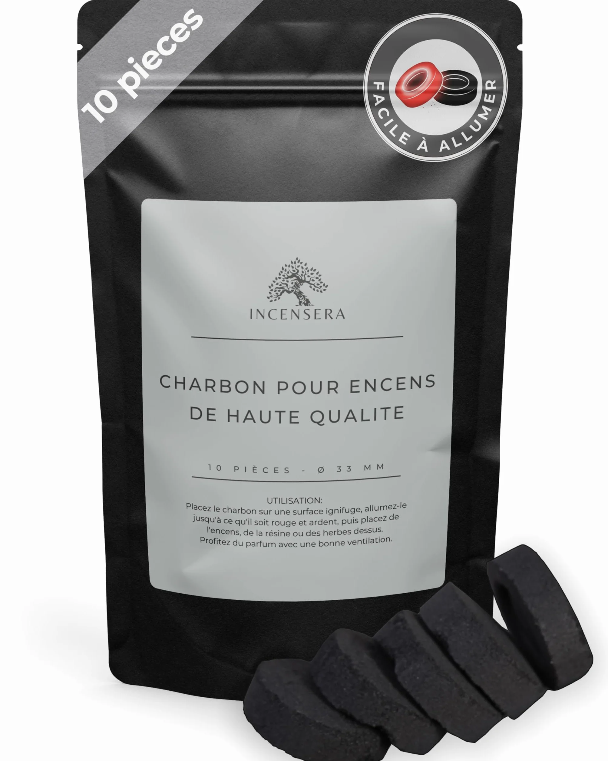 Charbon Bois qualité supérieure Lot de 10 comprimés - Accessoires Fumage pour encens et résine