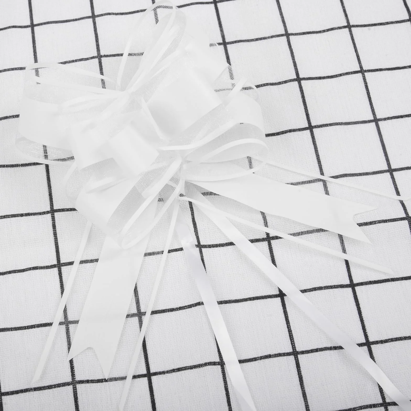 Lot de 50 Grands Nœuds en Organza Blanc pour Décorations Voiture de Mariage