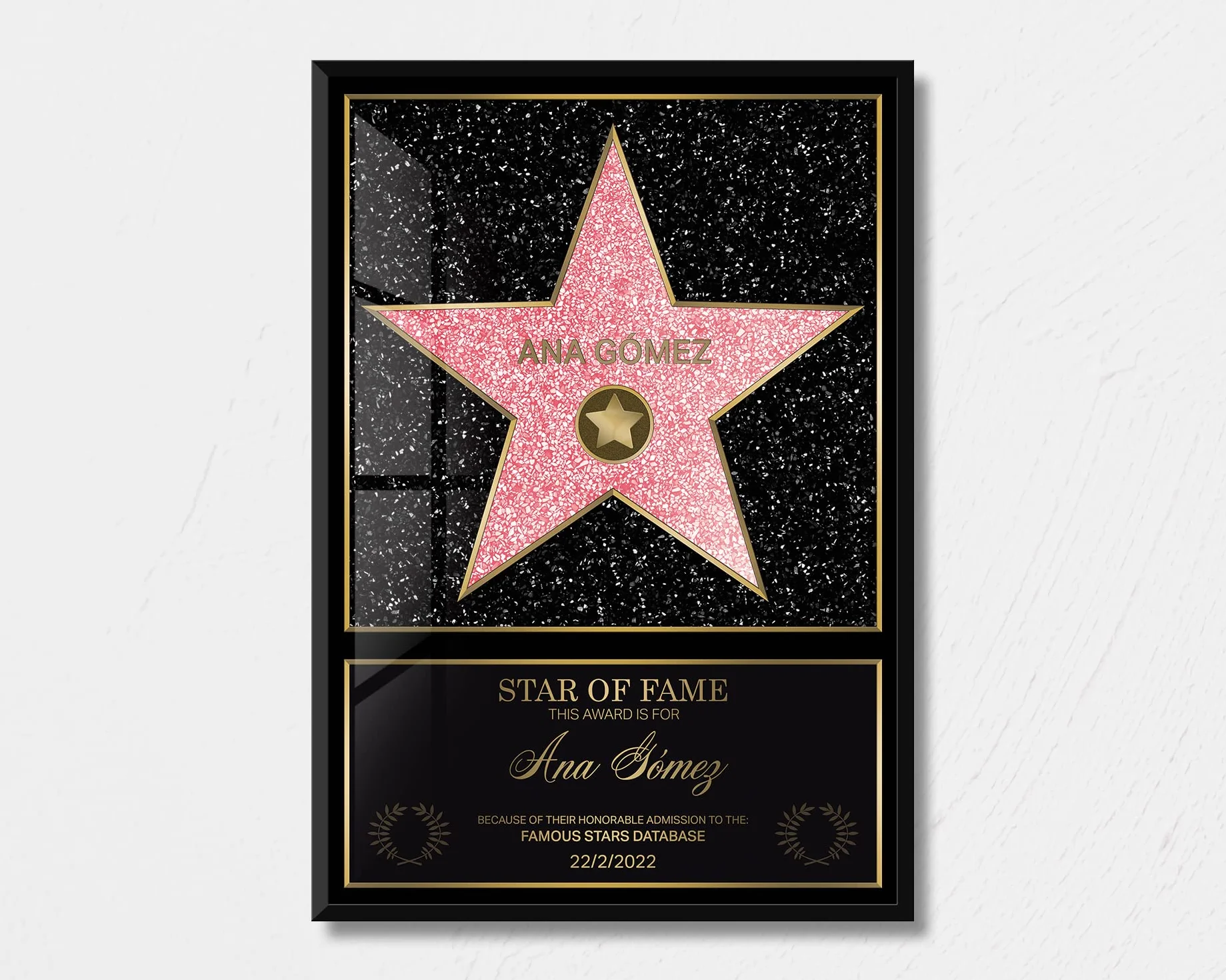 Panorama Étoile de la Renommée 21x30 cm - Cadre Personnalisé Star du Cinéma - Certificat Walk of Fame - Cadeau Original