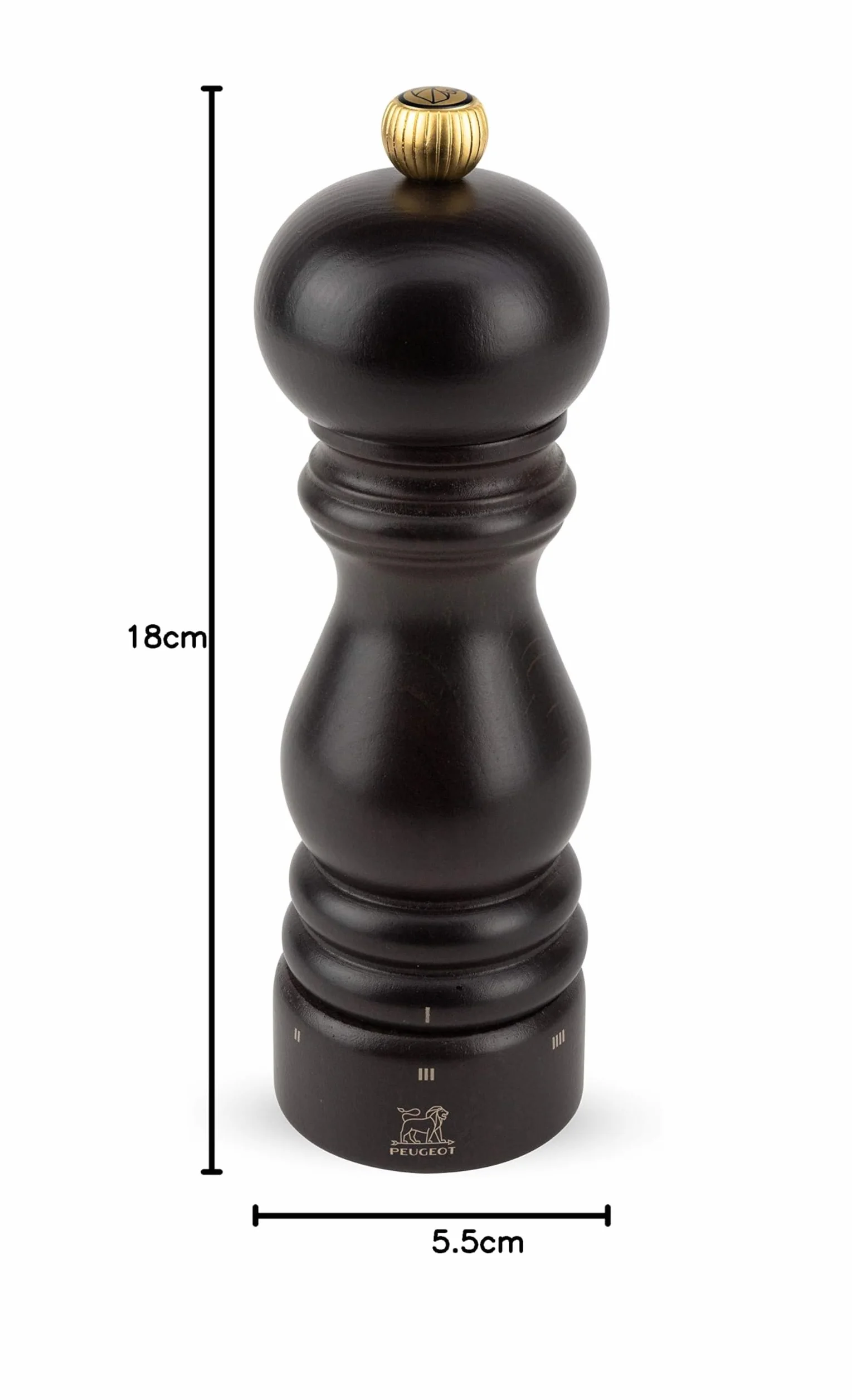 PEUGEOT Moulin à Poivre Paris u'Select 18 cm 6 Réglages de Moutures Prédéfinies Bois PEFC Fabrication Française Chocolat